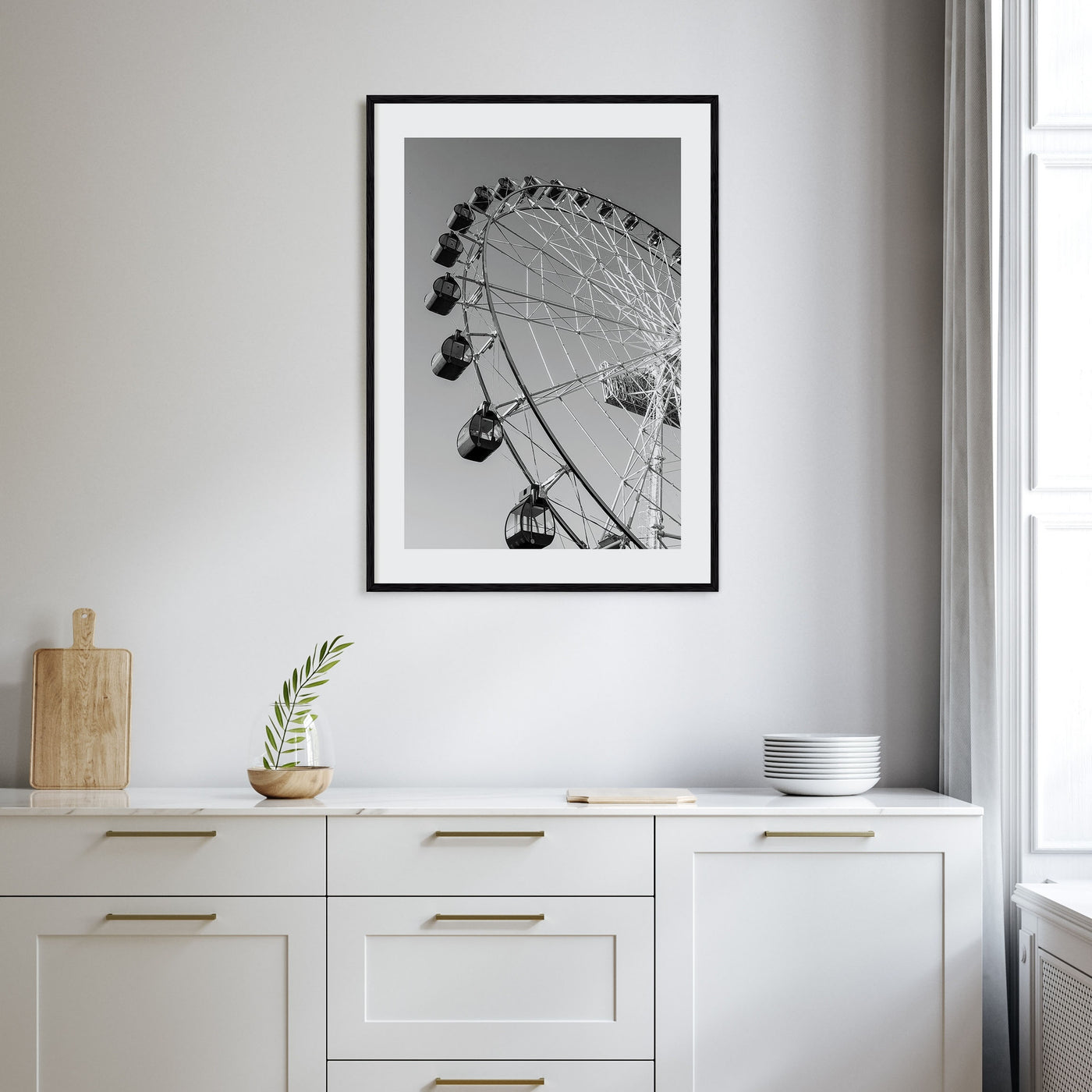 Ferris Wheel Photo B&W Poster