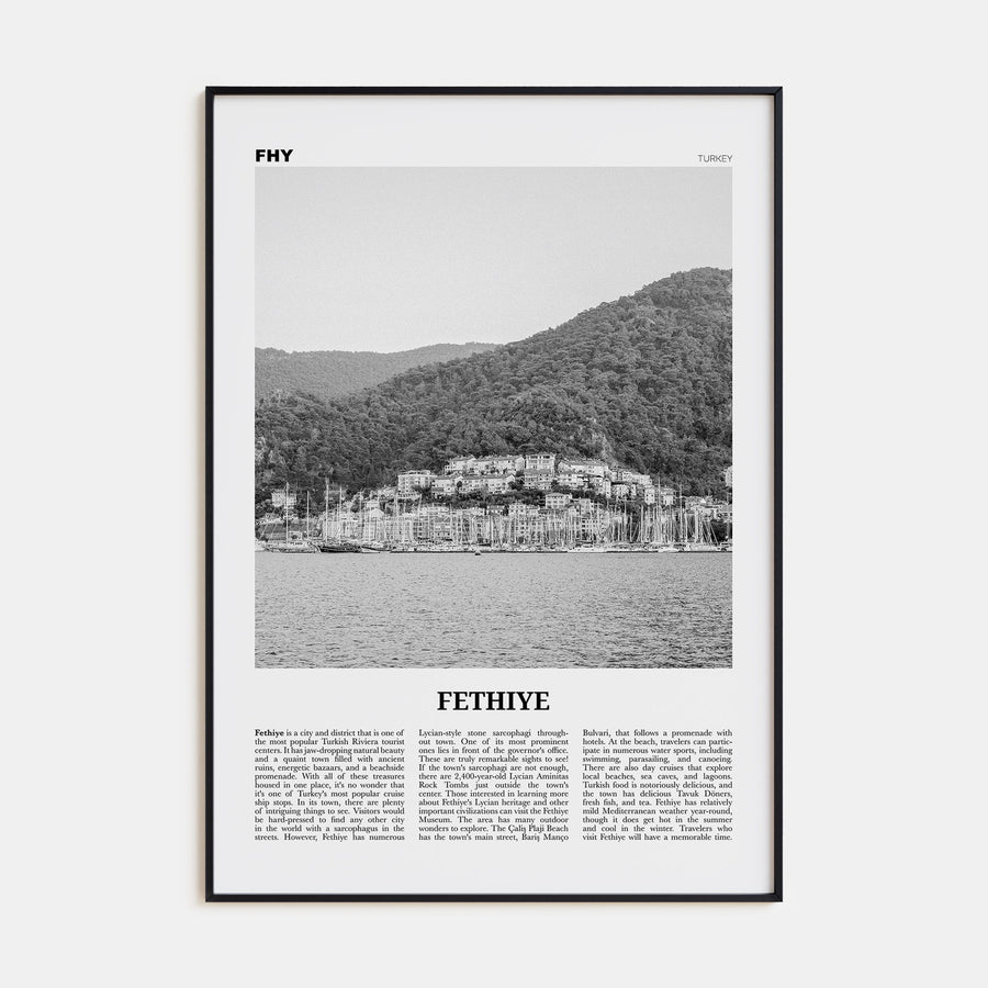 Fethiye Travel B&W Poster