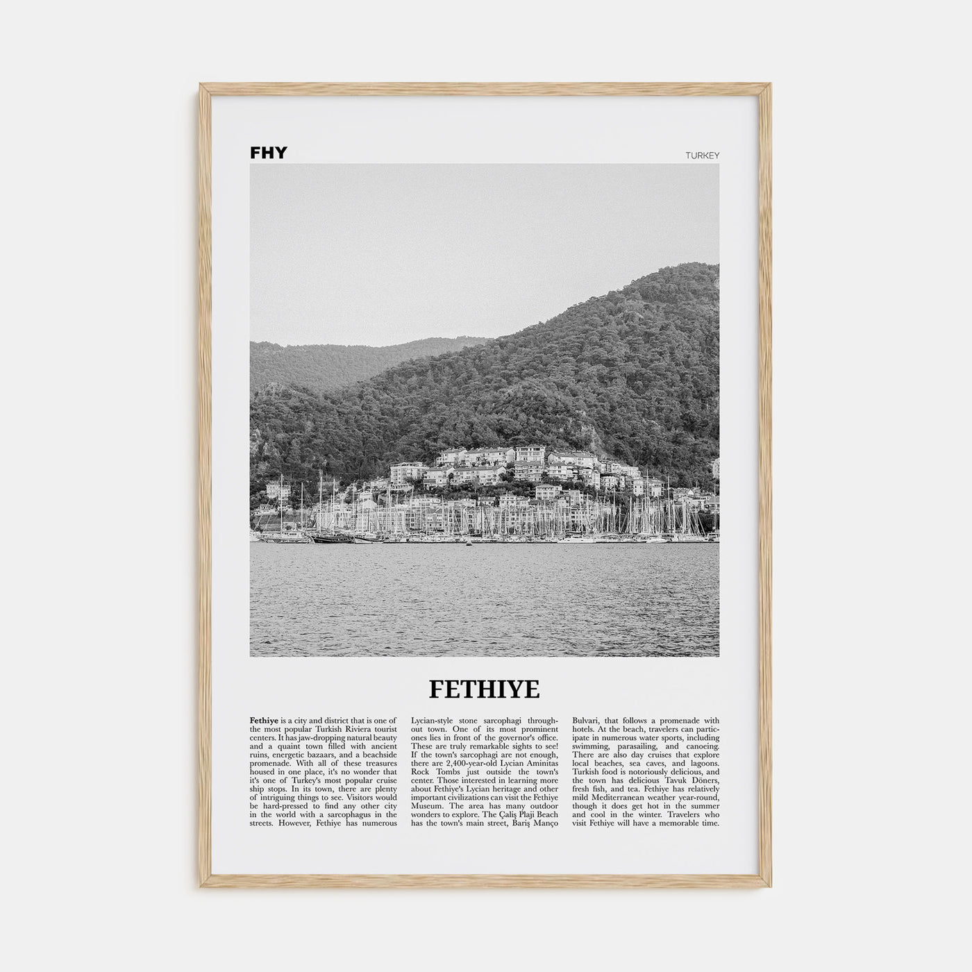 Fethiye Travel B&W Poster