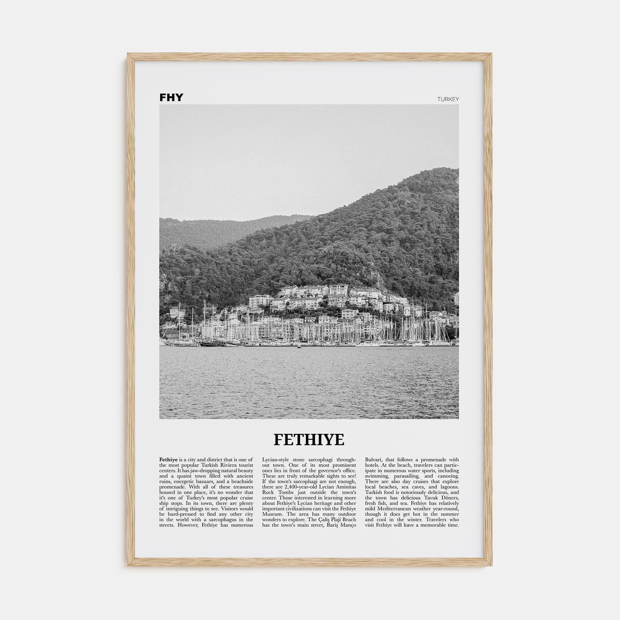Fethiye Travel B&W Poster