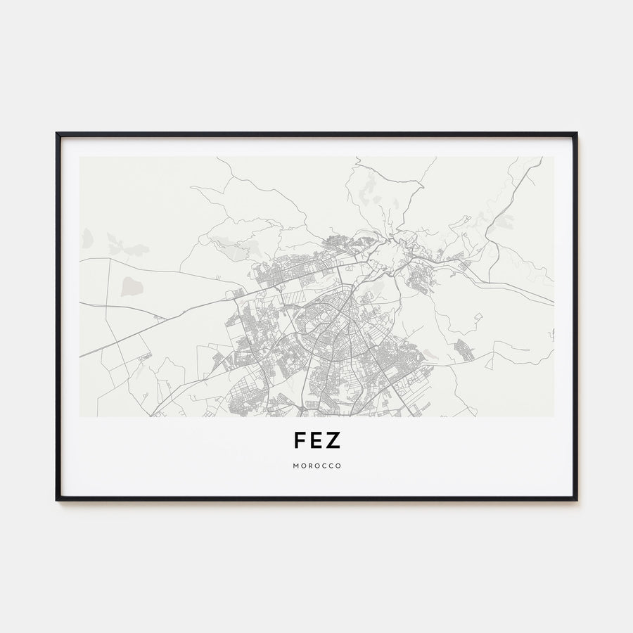Fez Map Landscape Poster