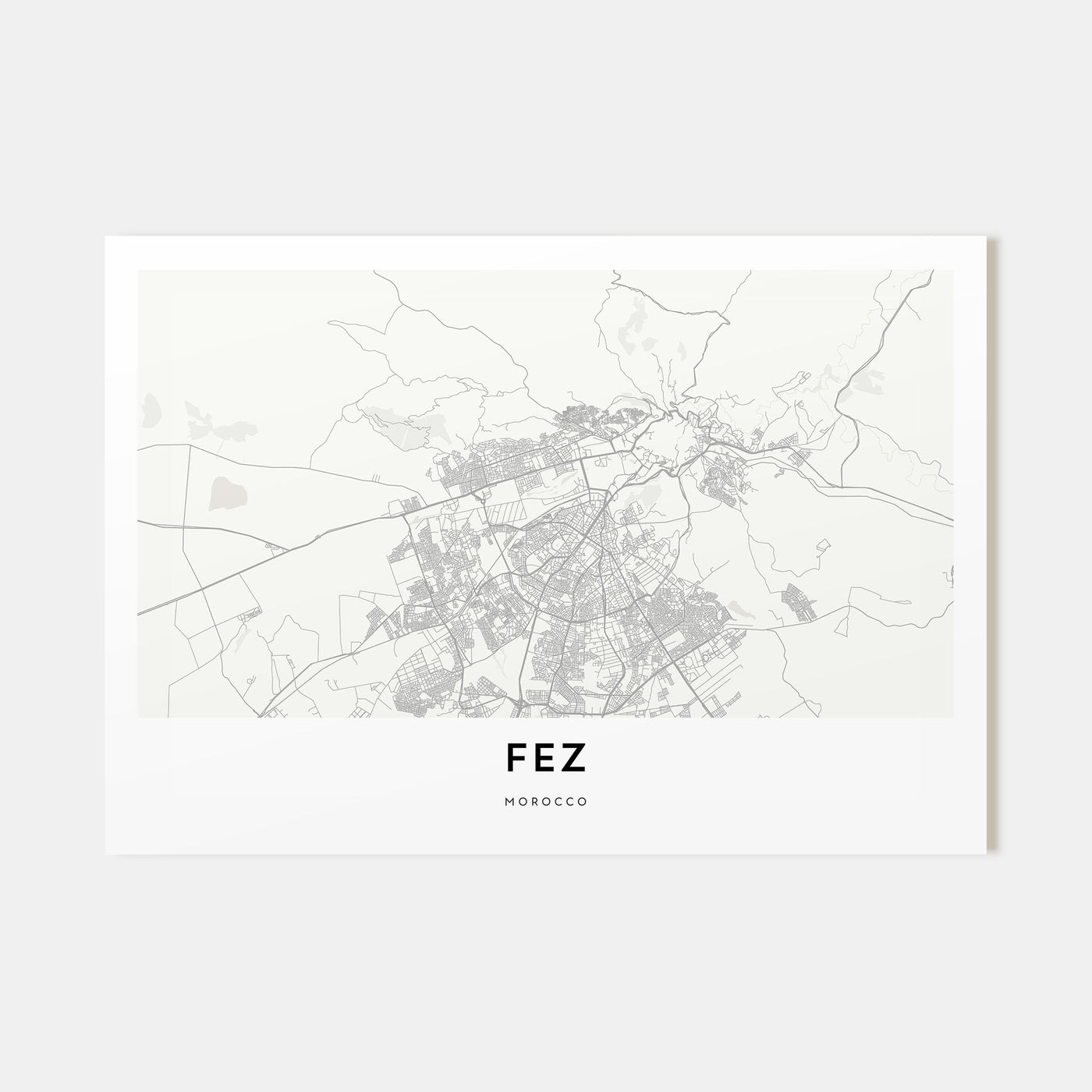 Fez Map Landscape Poster