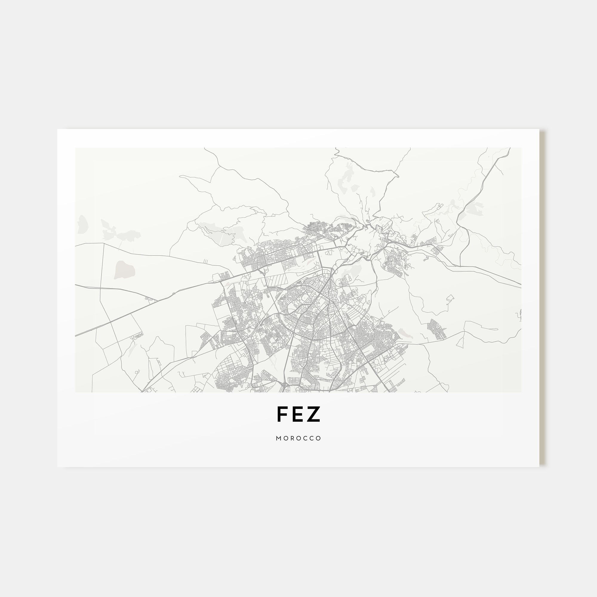 Fez Map Landscape Poster