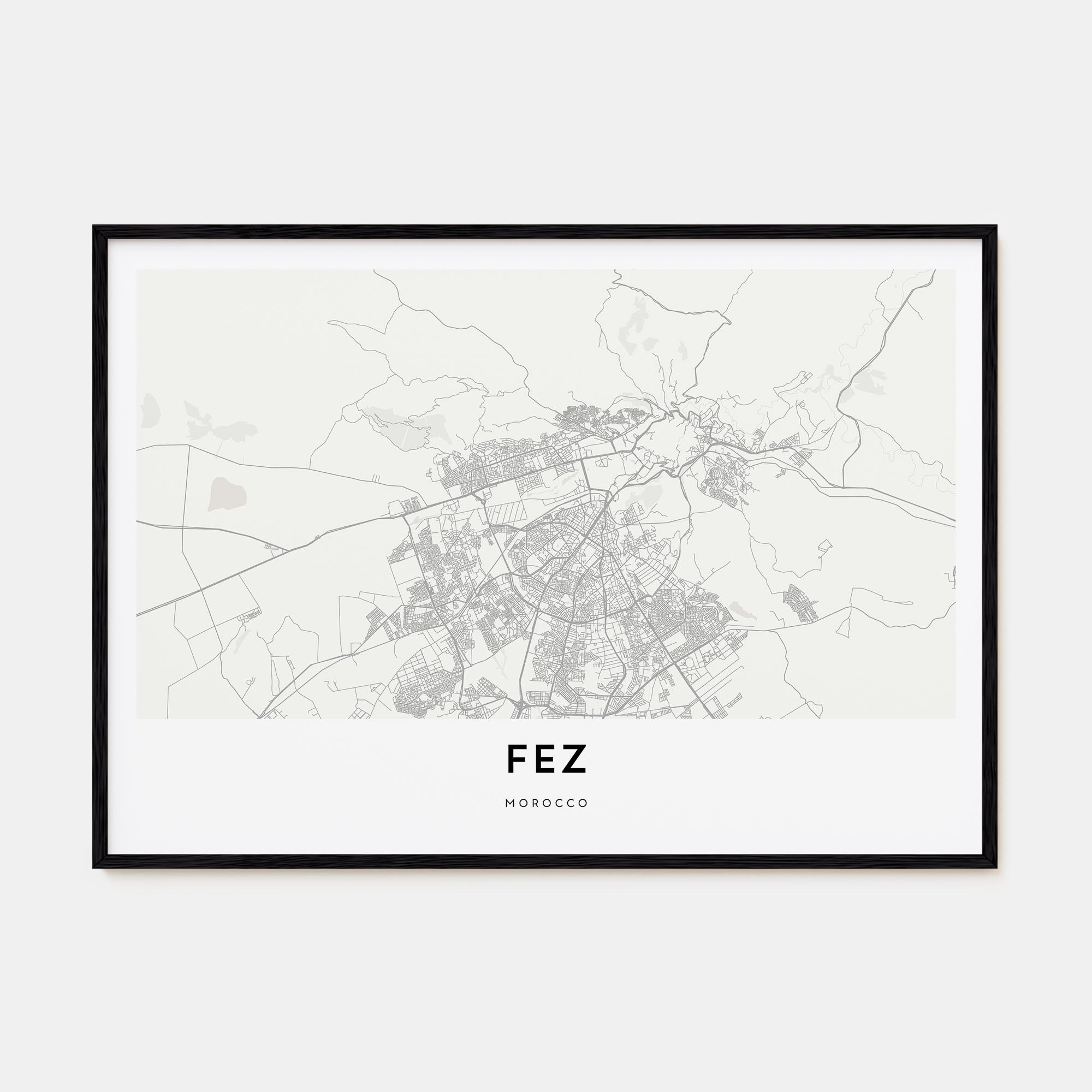Fez Map Landscape Poster