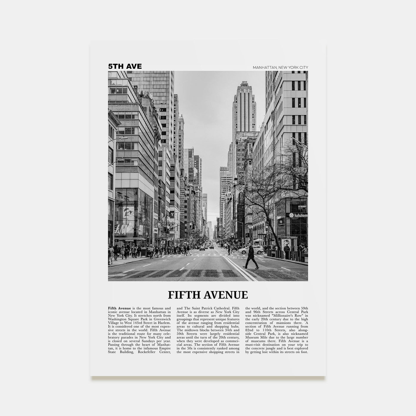 Fifth Avenue Travel B&W Poster