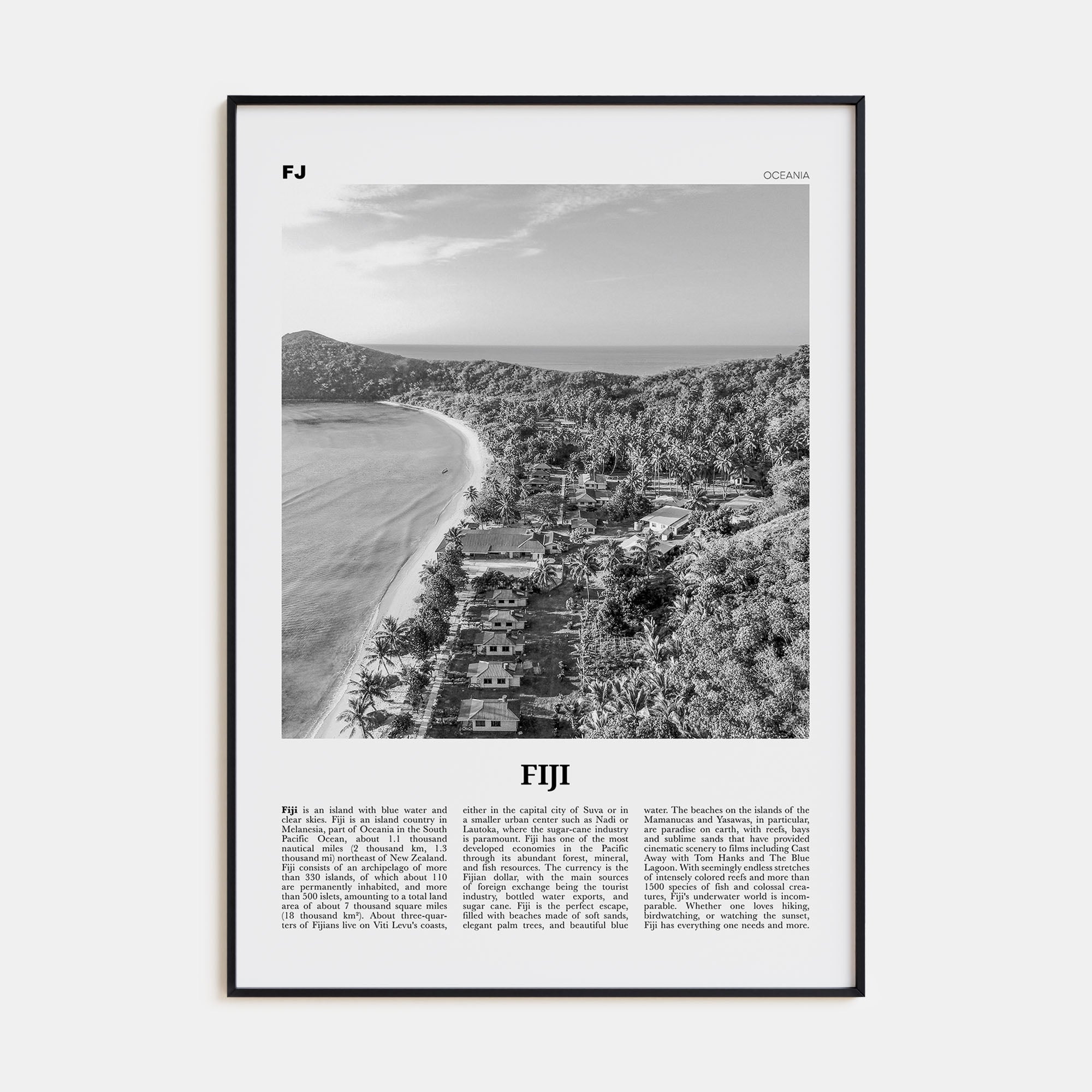Fiji Travel B&W No 2 Poster