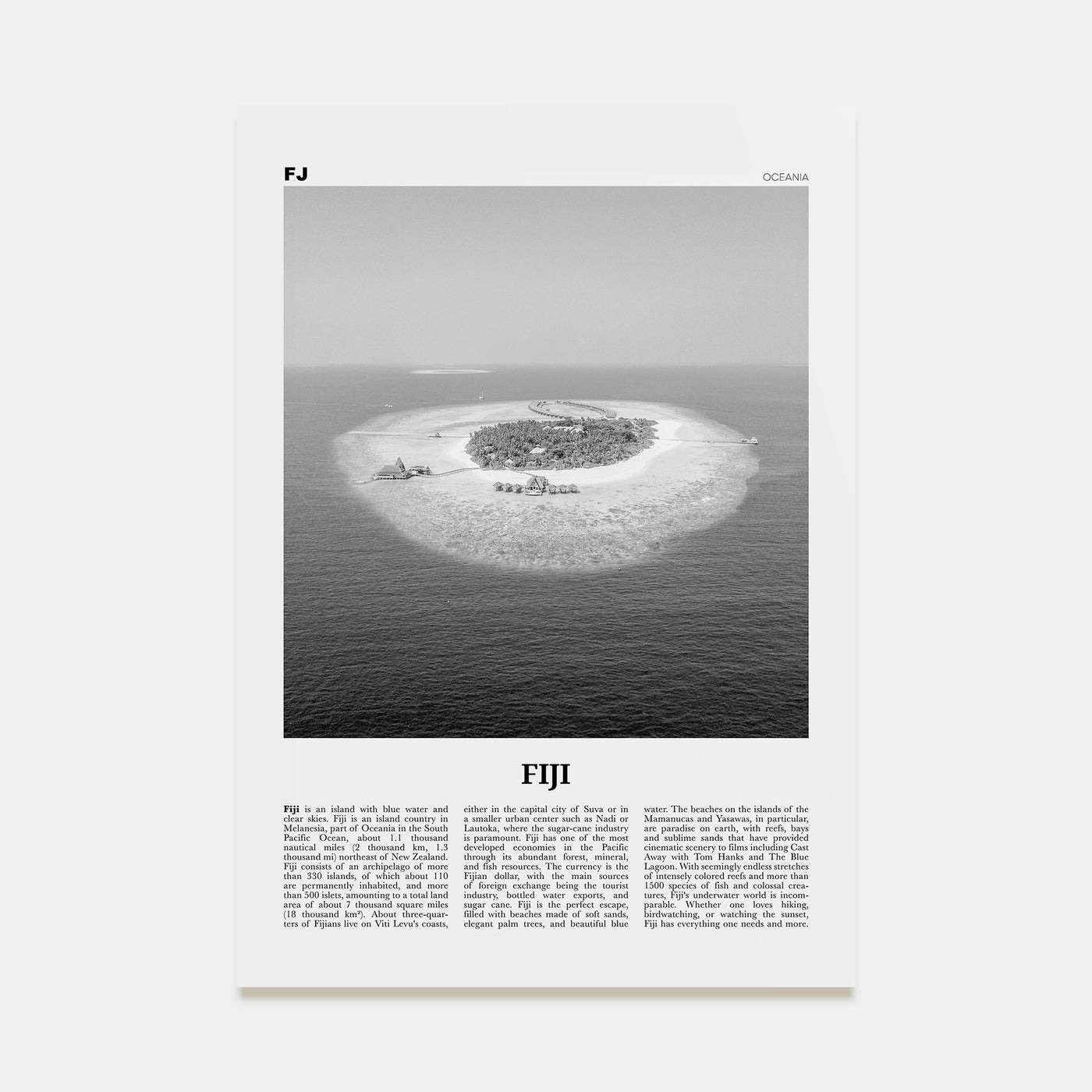 Fiji Travel B&W No 3 Poster