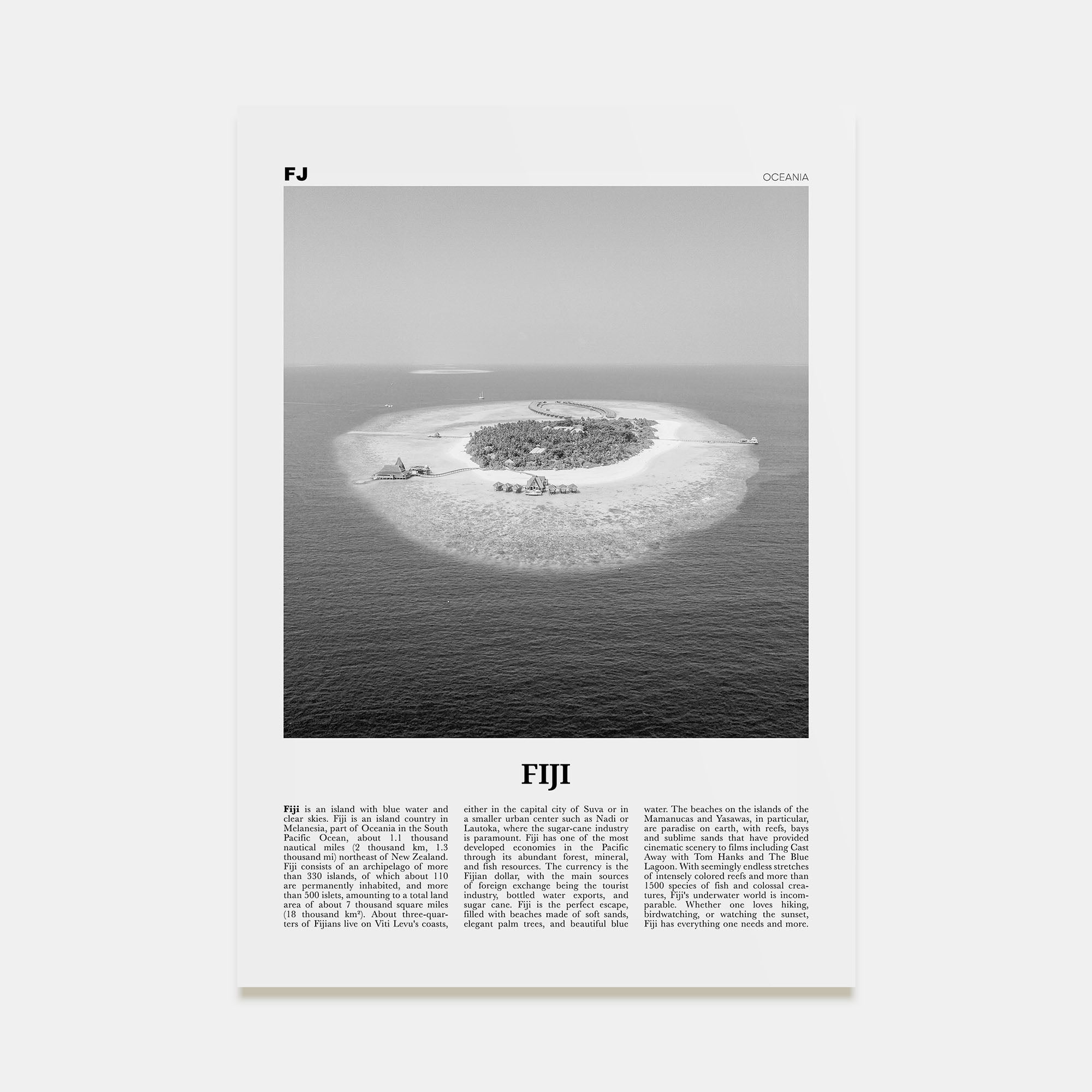 Fiji Travel B&W No 3 Poster