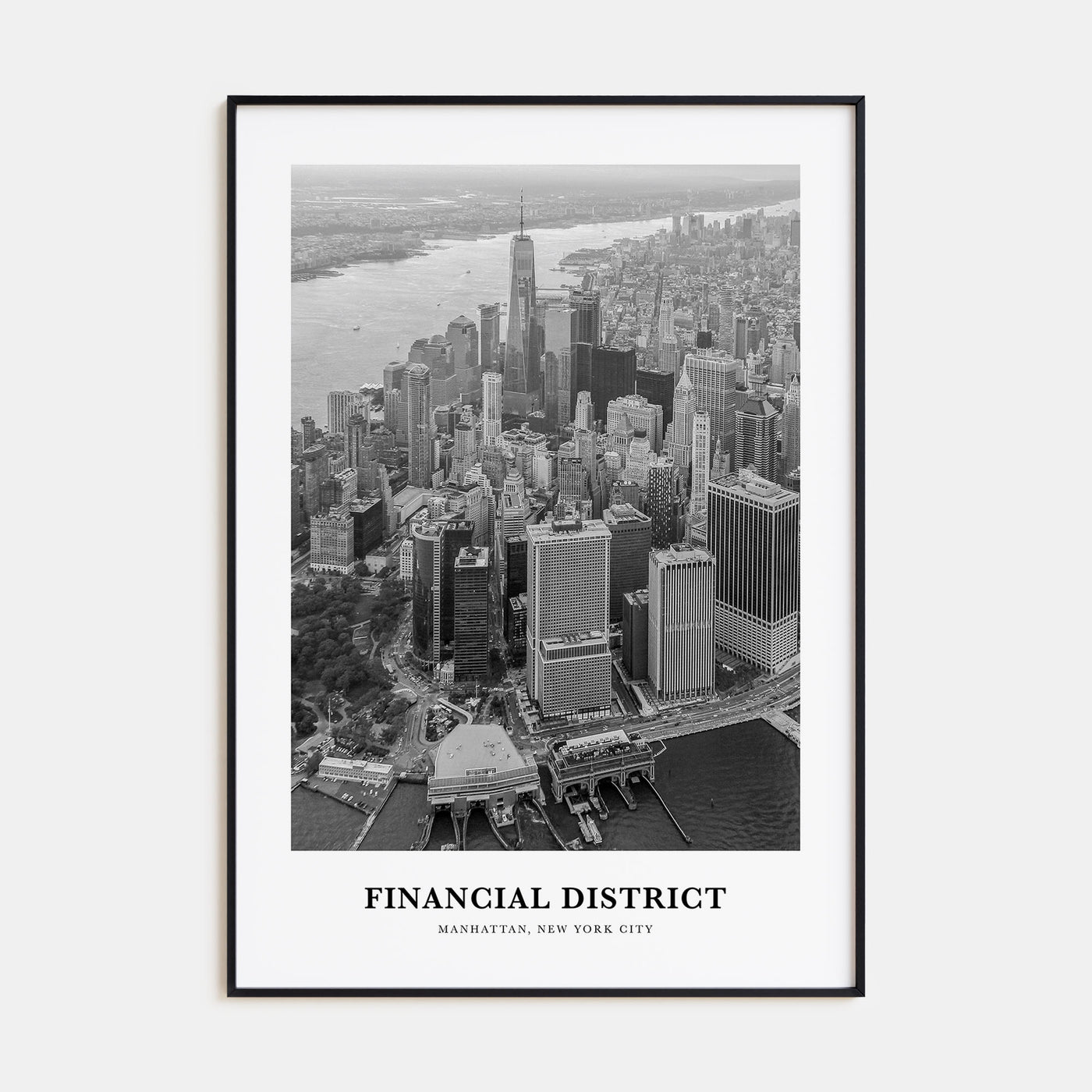 Financial District, New York City Portrait B&W Poster