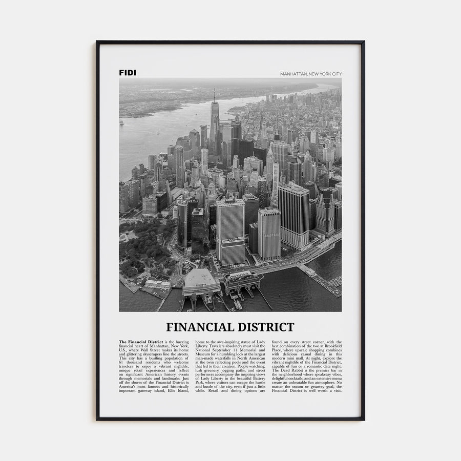 Financial District, New York City Travel B&W Poster