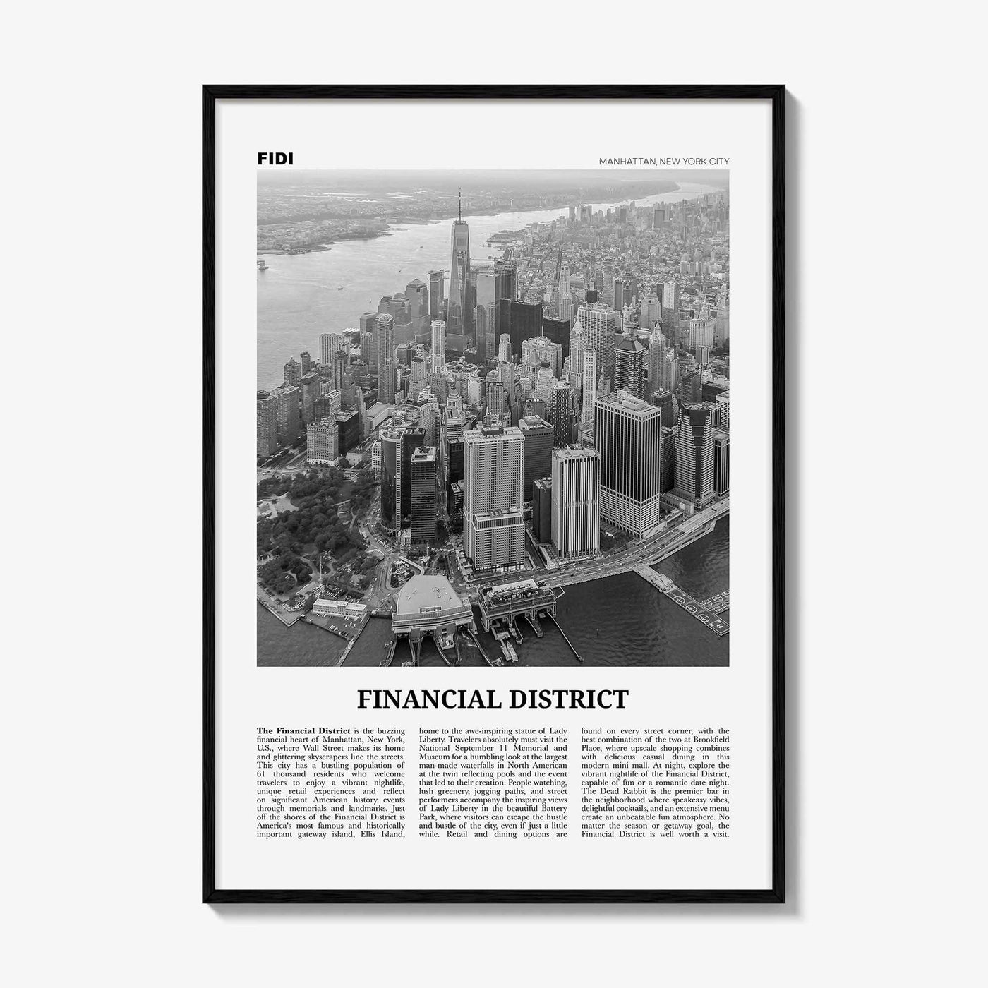 Financial District Print Black and White New York City, Financial District Wall Art, Financial District Poster, Financial District Photo