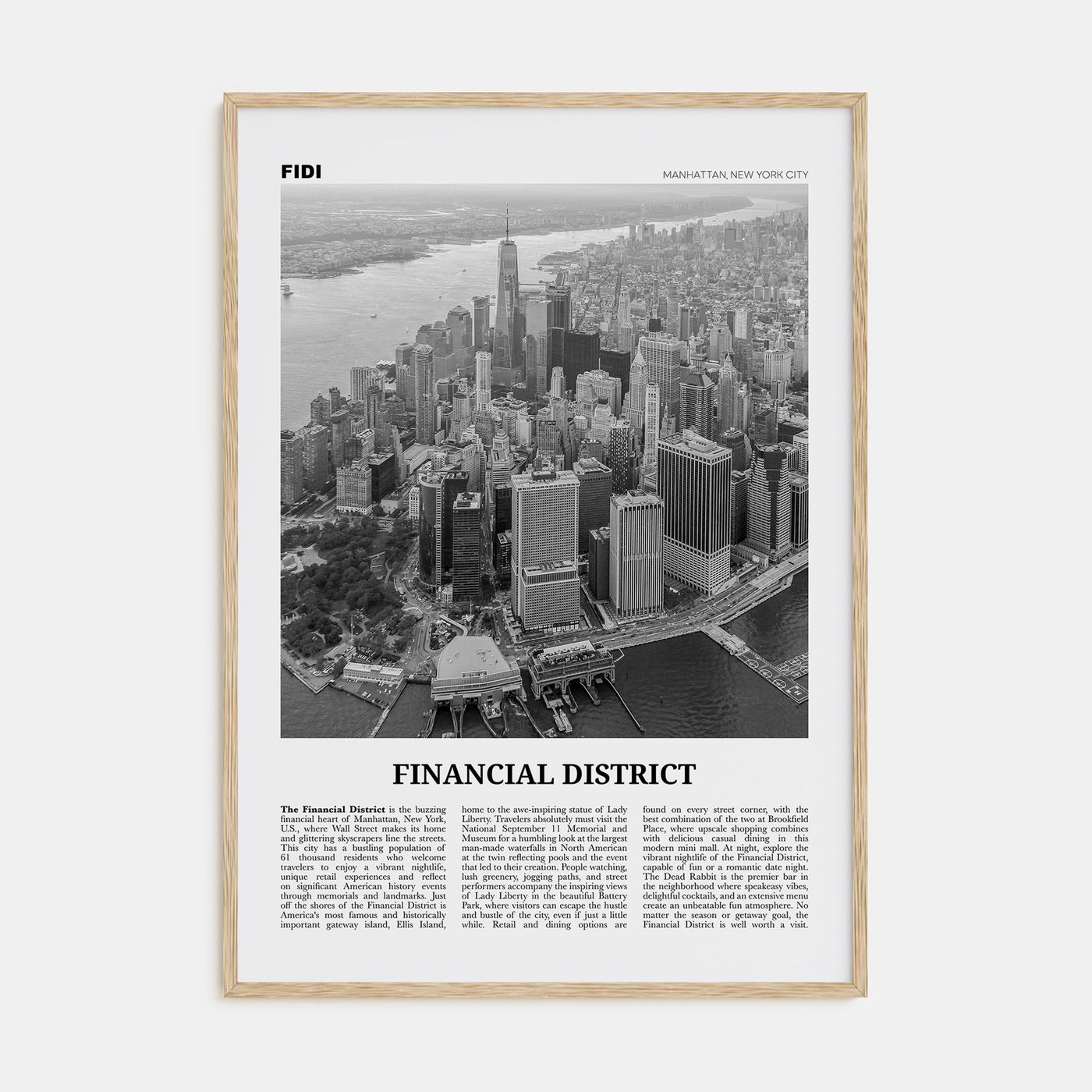 Financial District, New York City Travel B&W Poster
