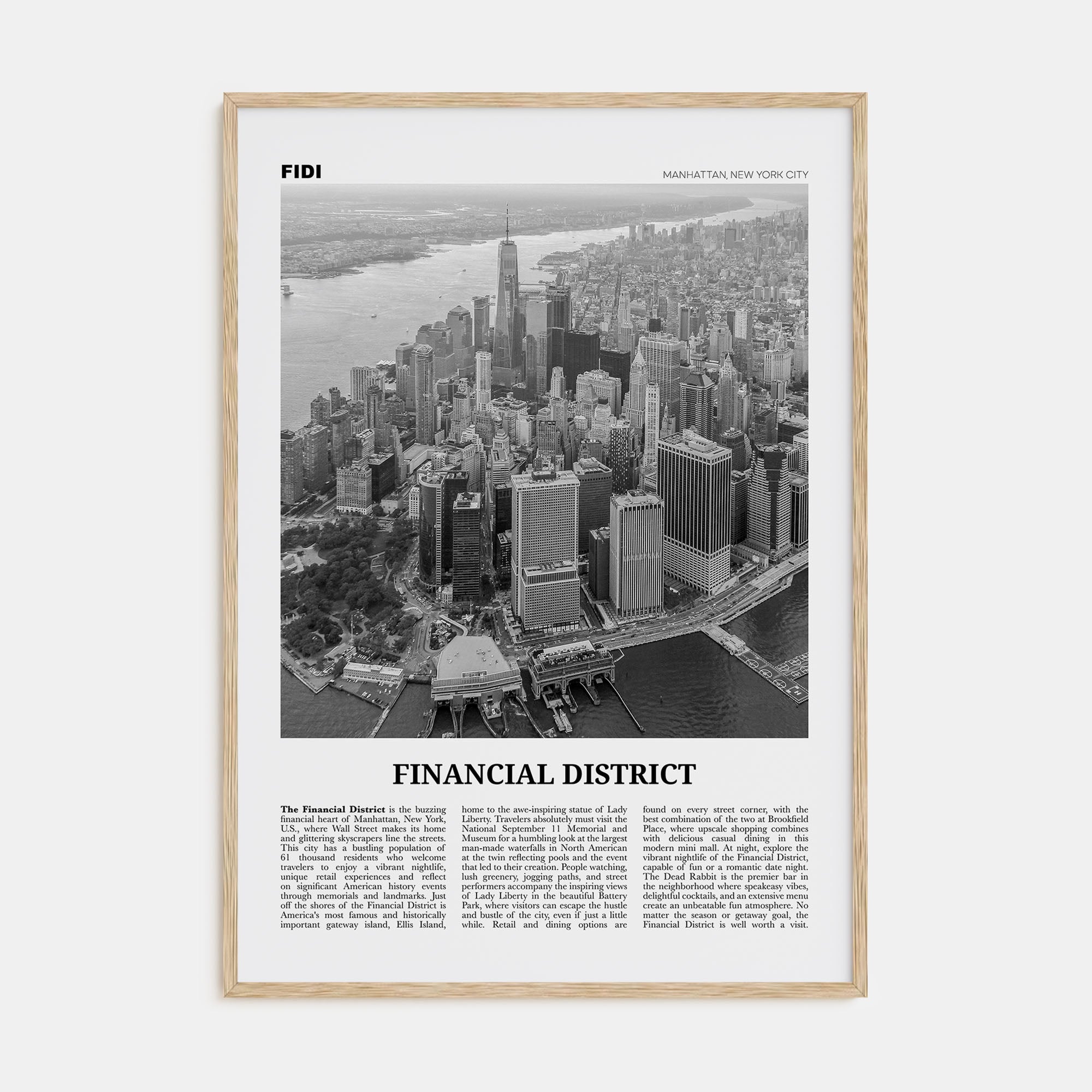 Financial District, New York City Travel B&W Poster