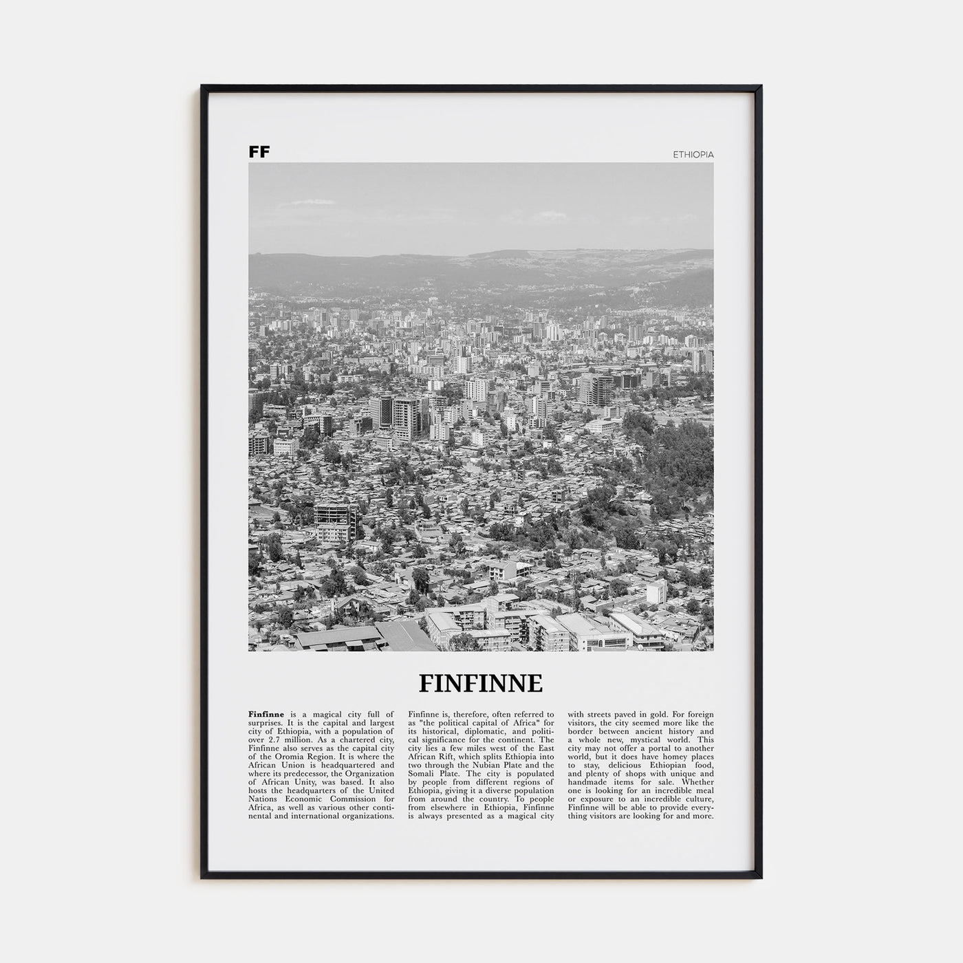 Finfinne Travel B&W Poster