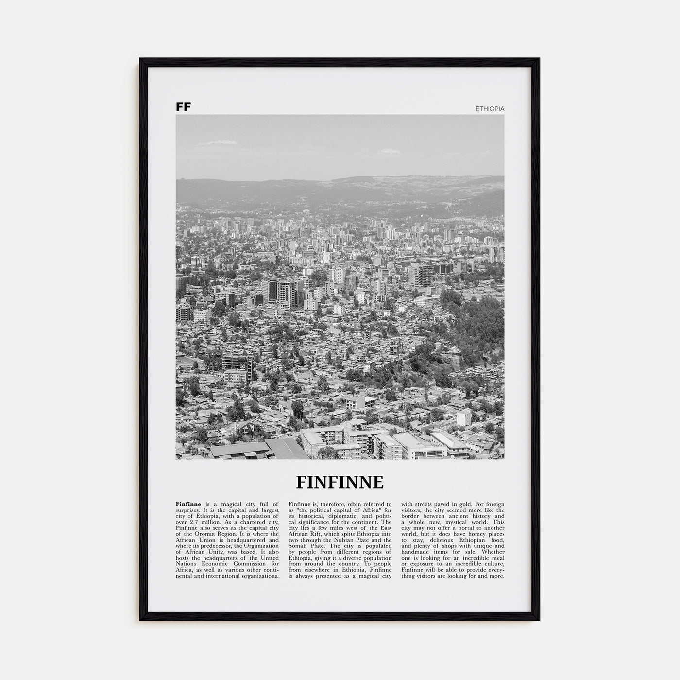 Finfinne Travel B&W Poster