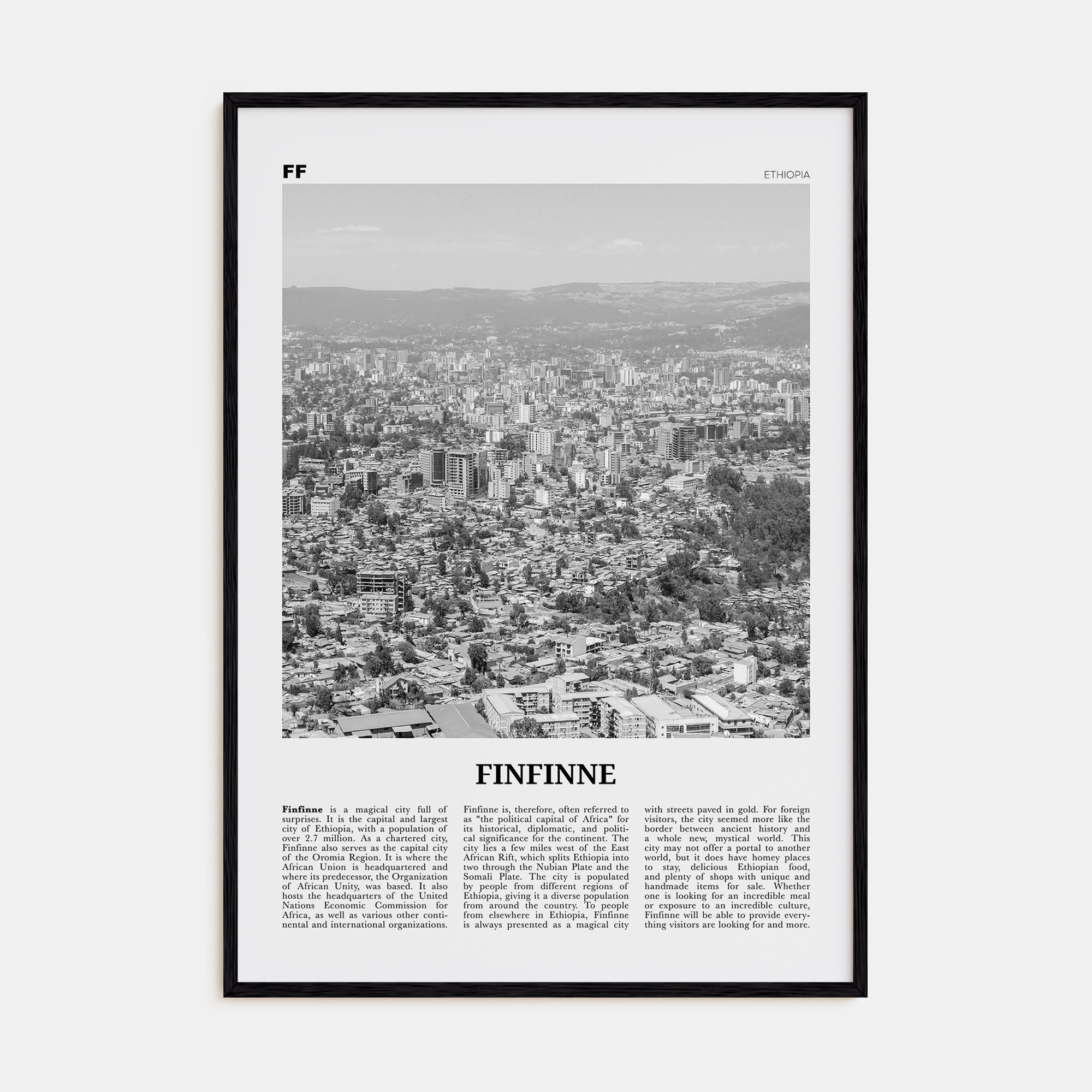 Finfinne Travel B&W Poster