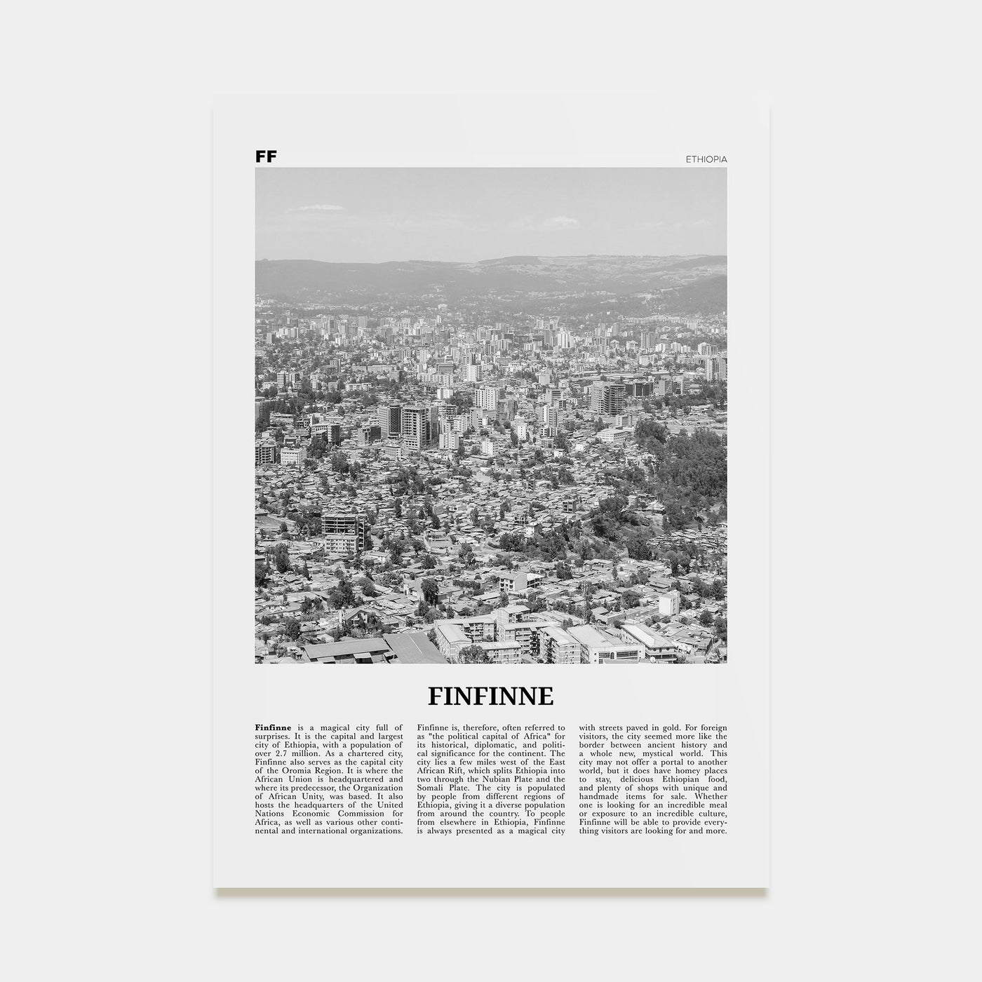 Finfinne Travel B&W Poster