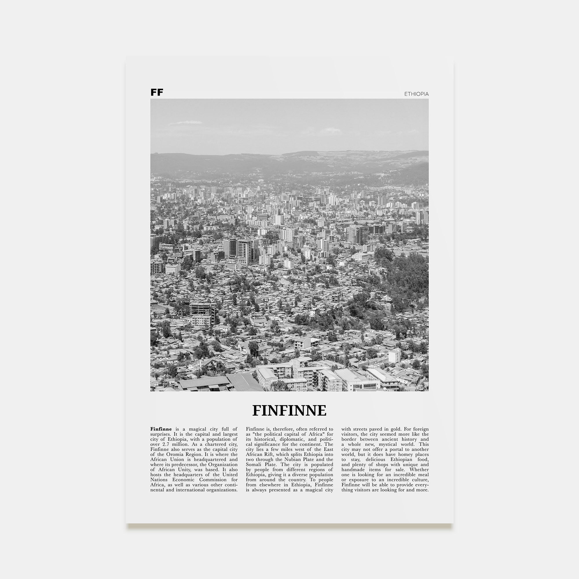 Finfinne Travel B&W Poster