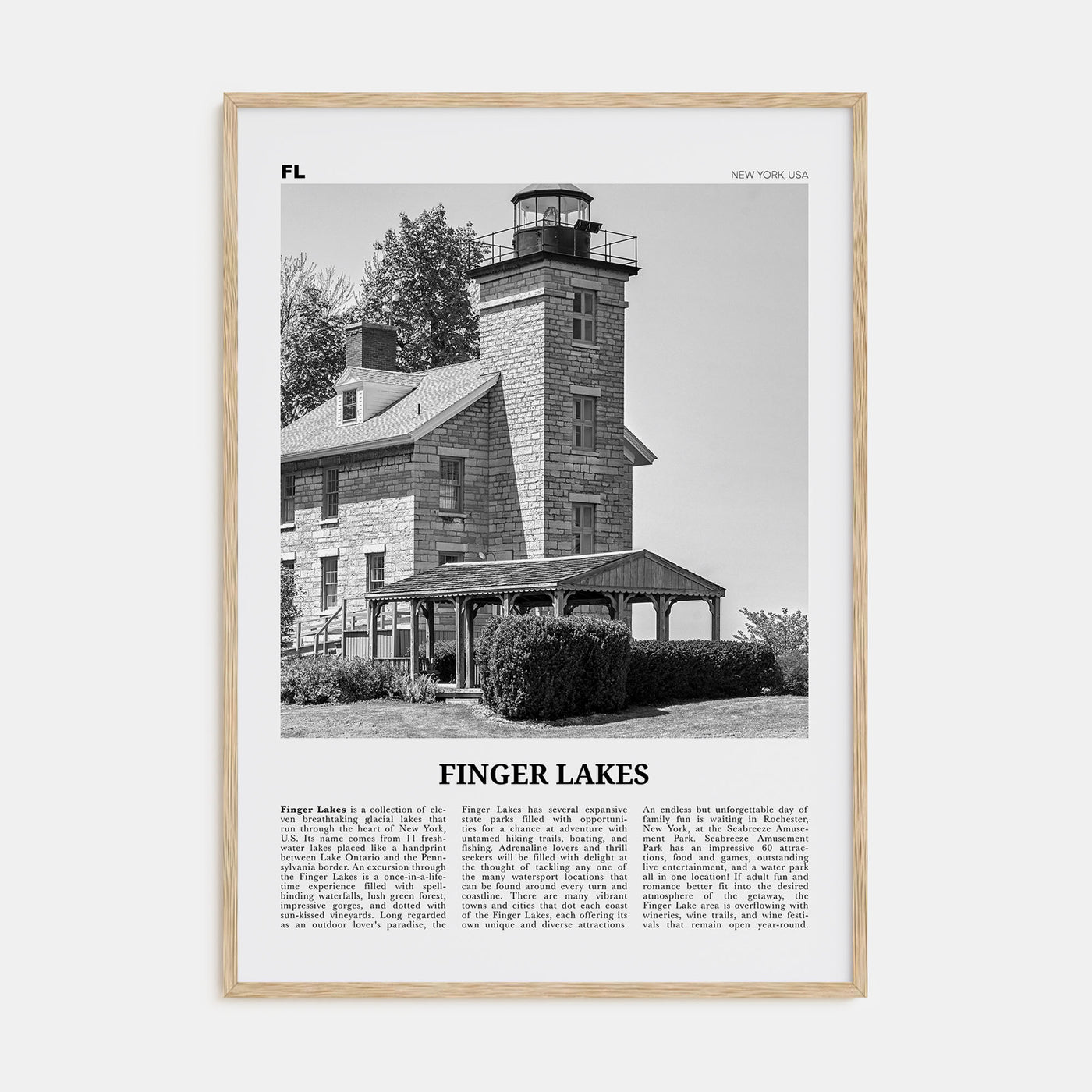 Finger Lakes Travel B&W Poster