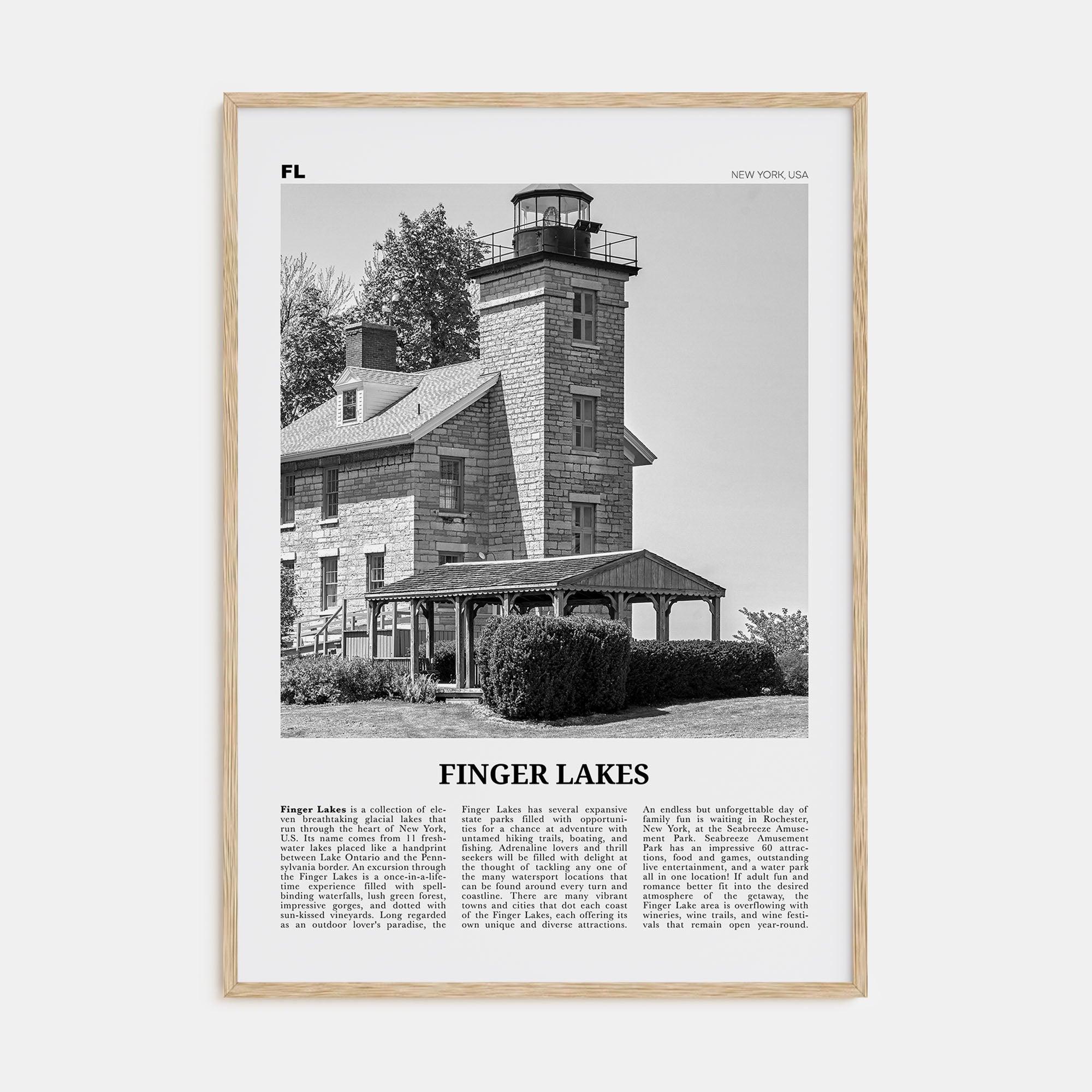 Finger Lakes Travel B&W Poster