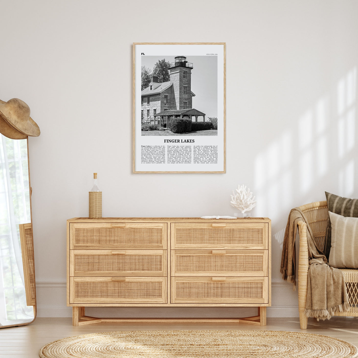 Finger Lakes Travel B&W Poster