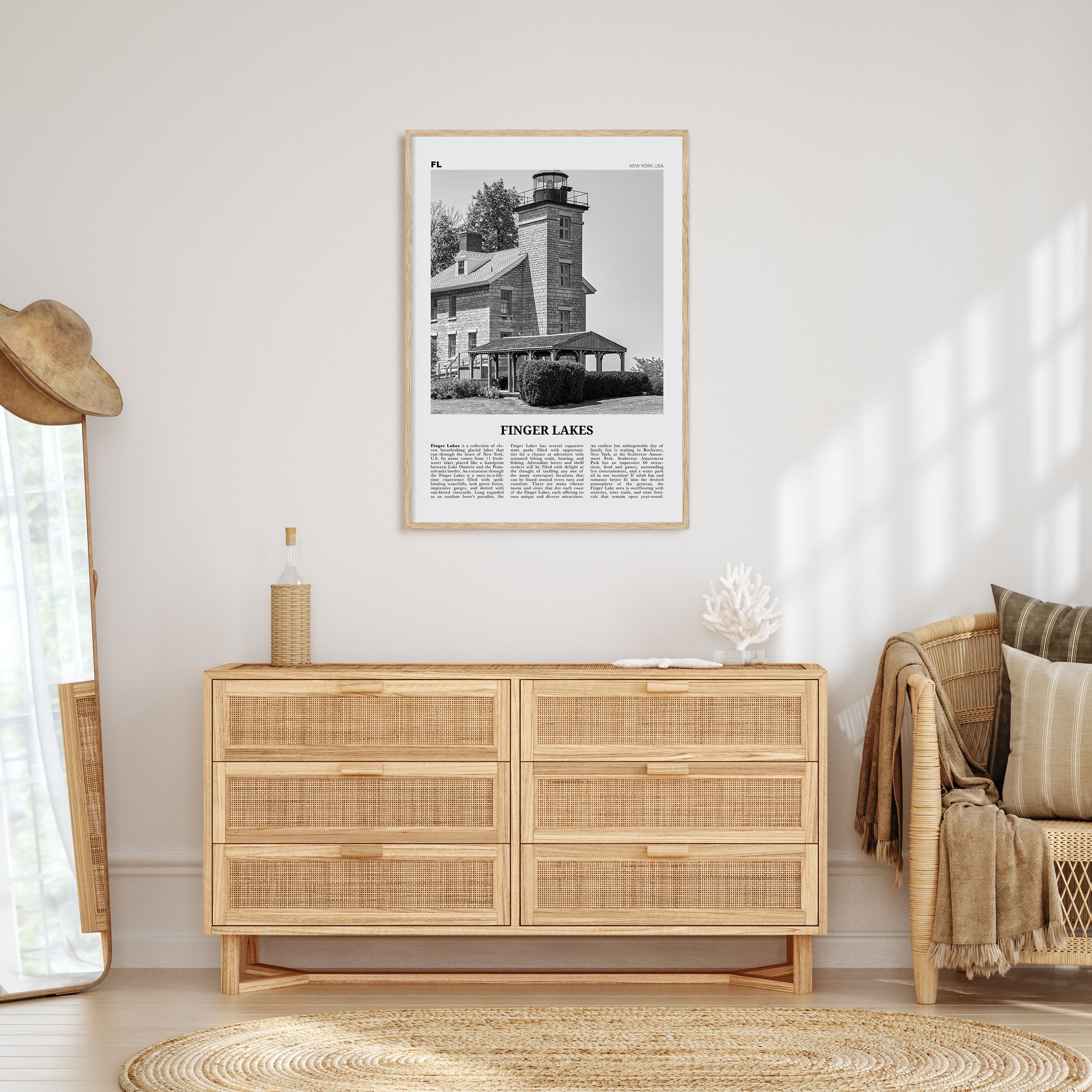 Finger Lakes Travel B&W Poster