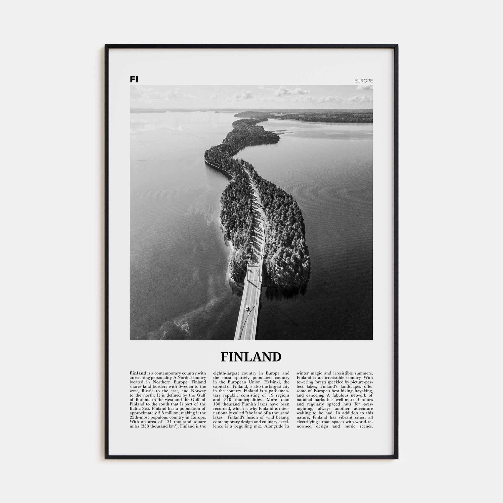 Finland Travel B&W Poster