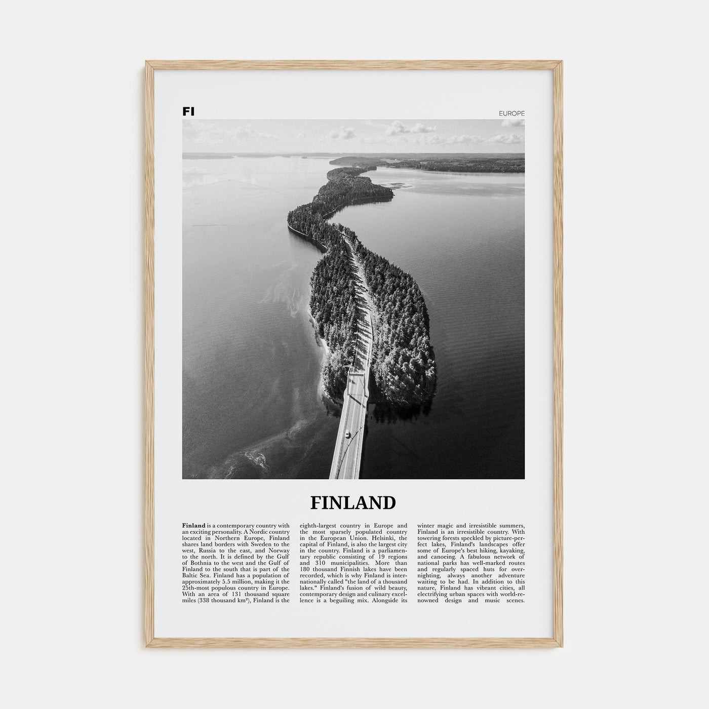Finland Travel B&W Poster