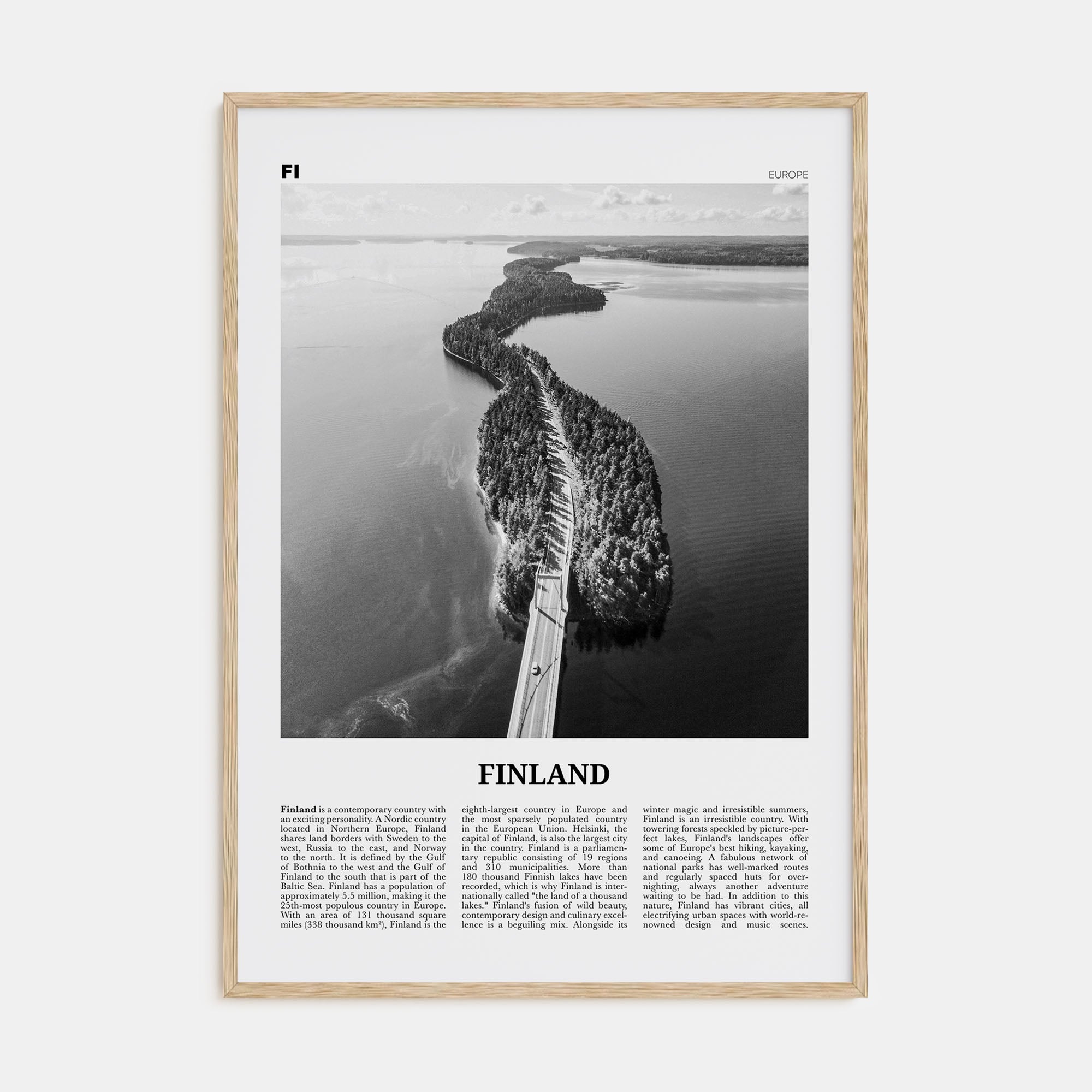 Finland Travel B&W Poster