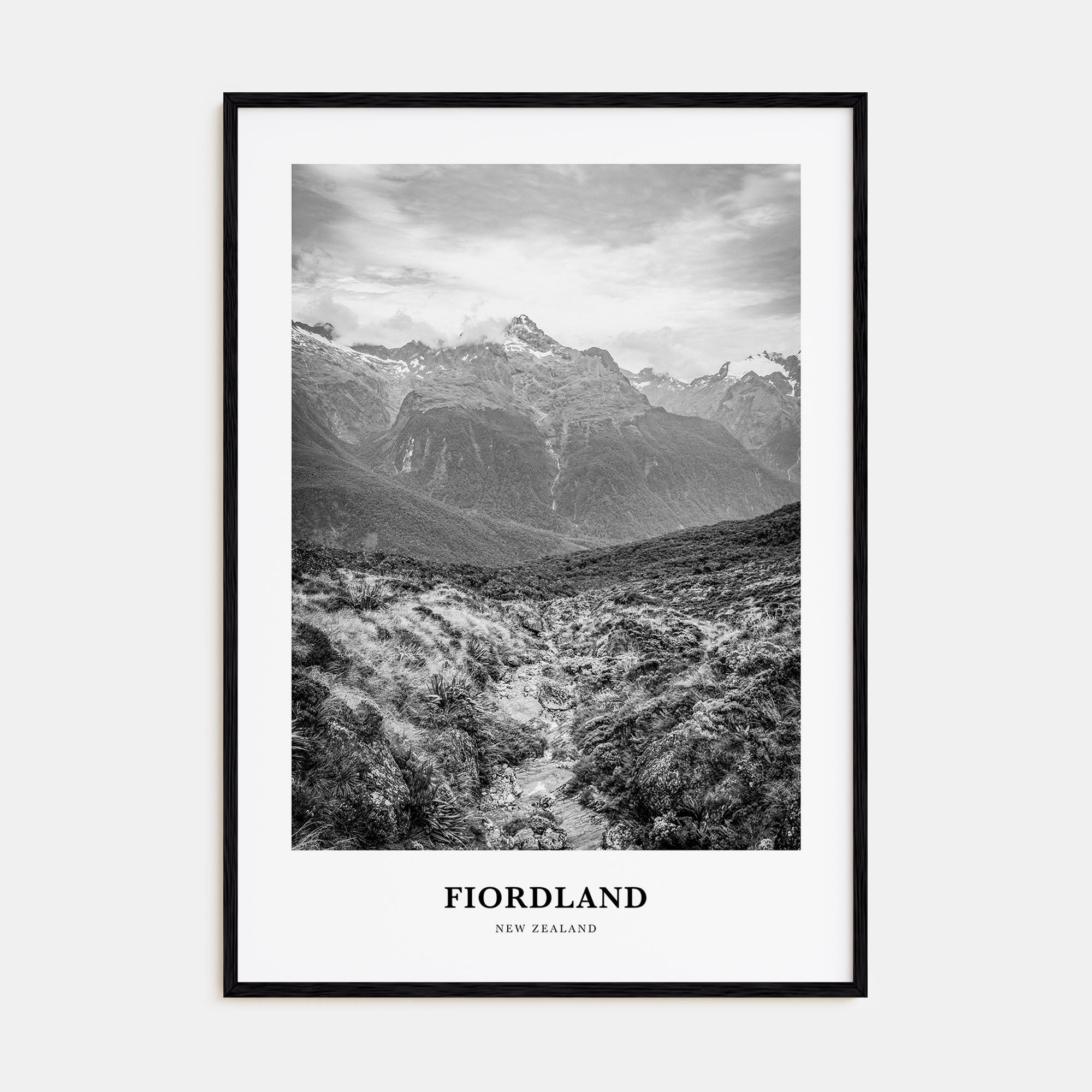 Fiordland National Park Portrait B&W Poster