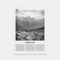 Fiordland National Park Travel B&W Poster