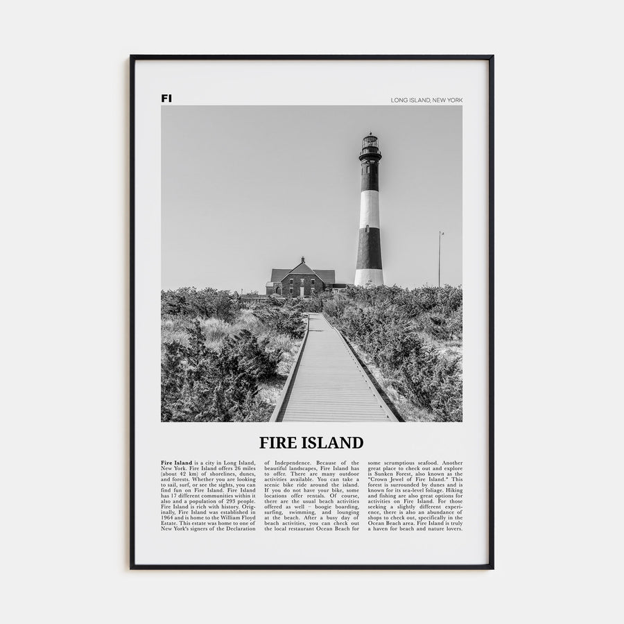 Fire Island Travel B&W Poster