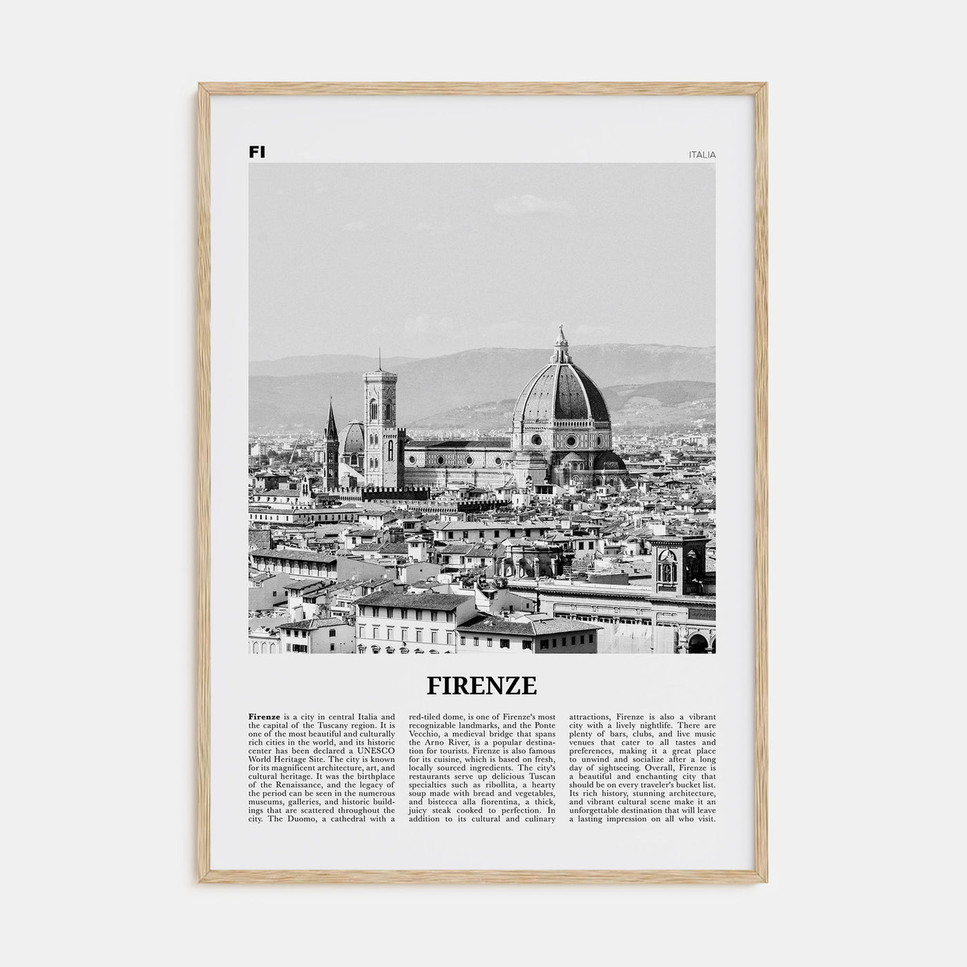 Firenze Travel B&W Poster
