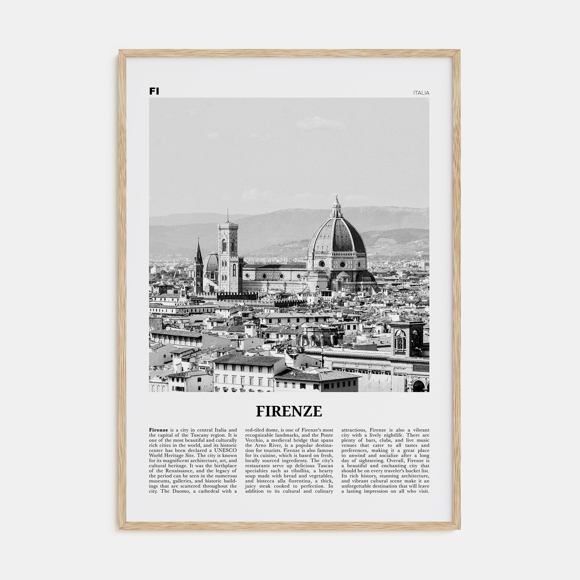 Firenze Travel B&W Poster