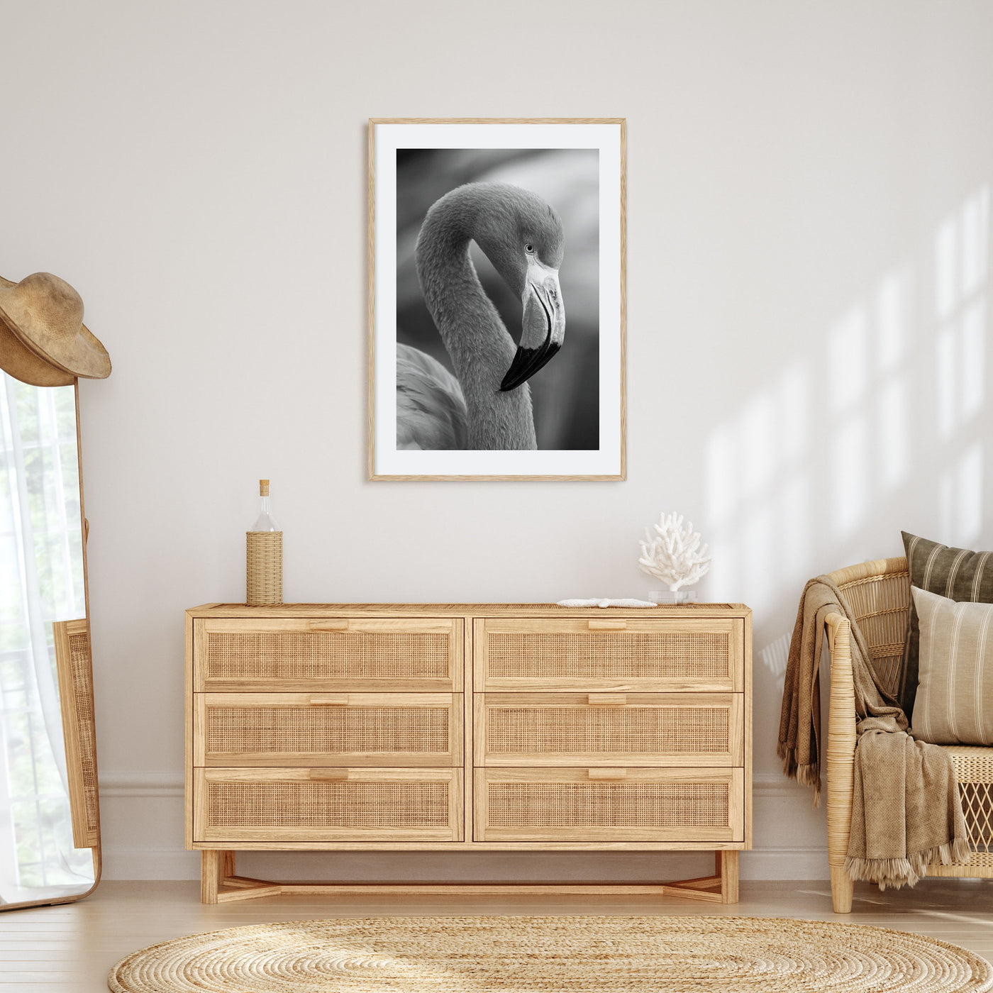 Flamingo Photo B&W Poster