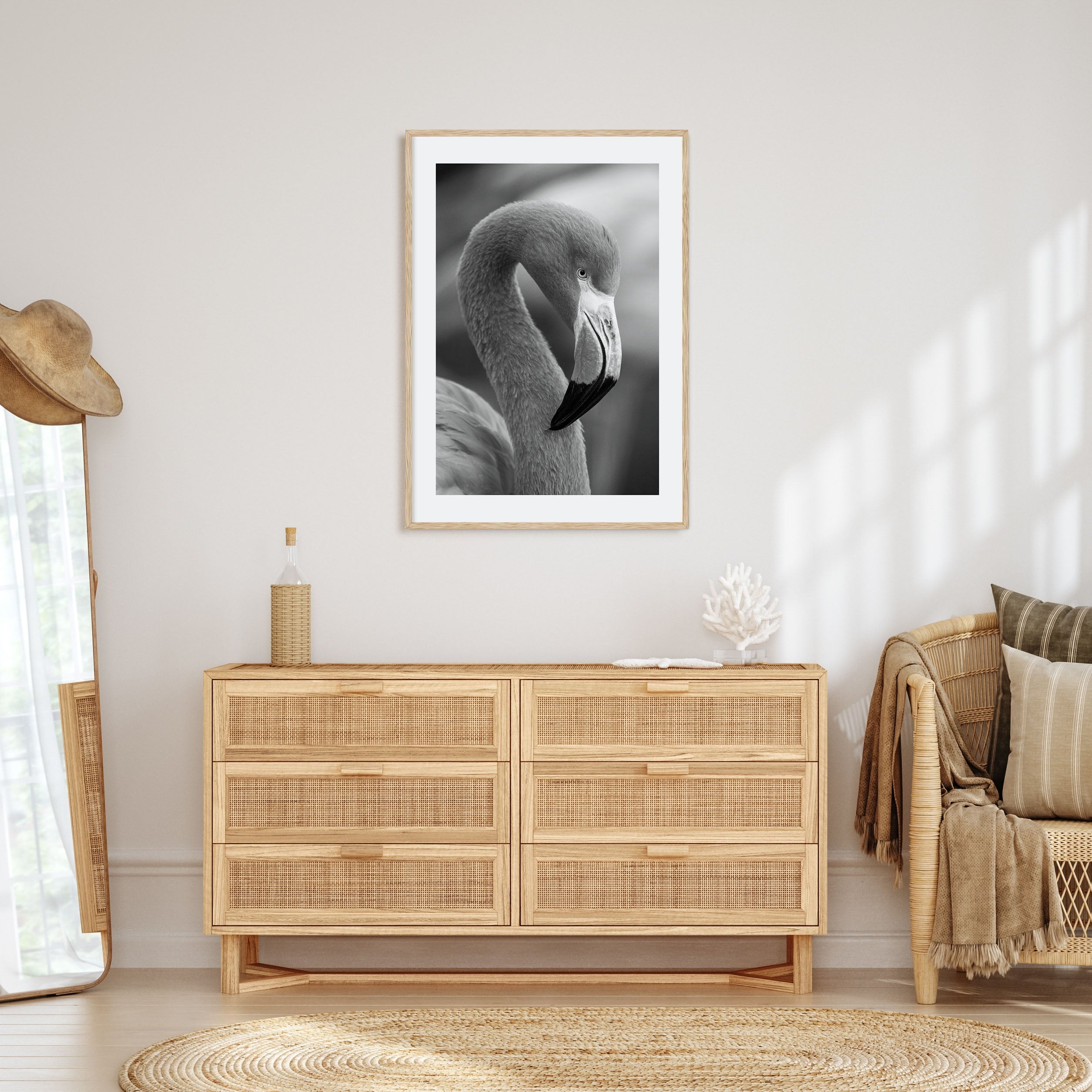 Flamingo Photo B&W Poster