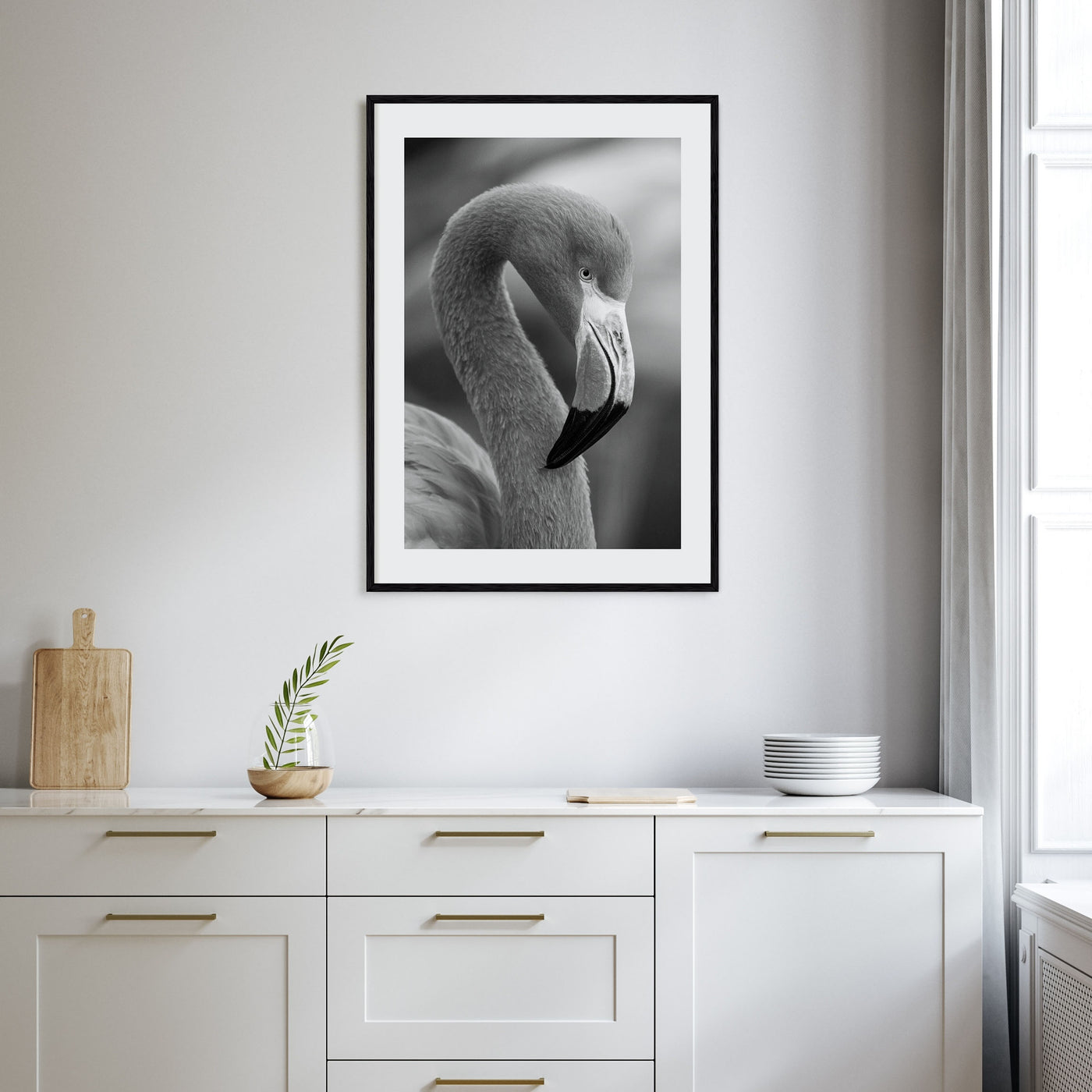 Flamingo Photo B&W Poster