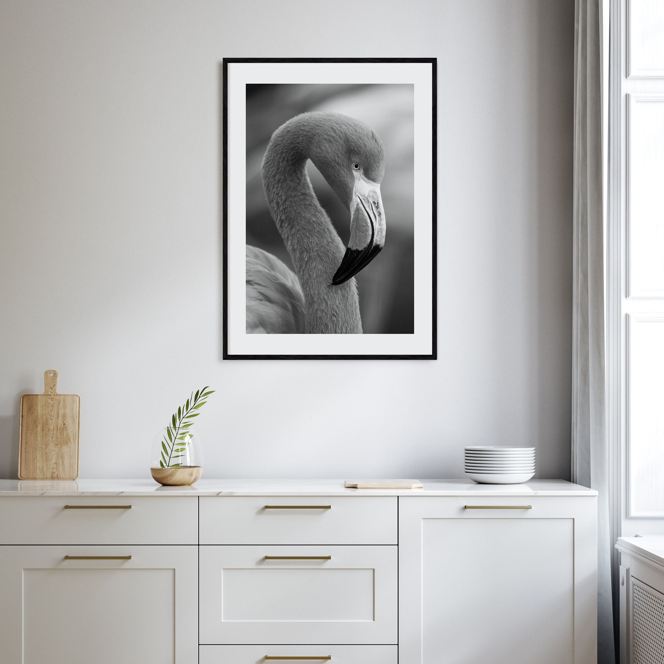Flamingo Photo B&W Poster