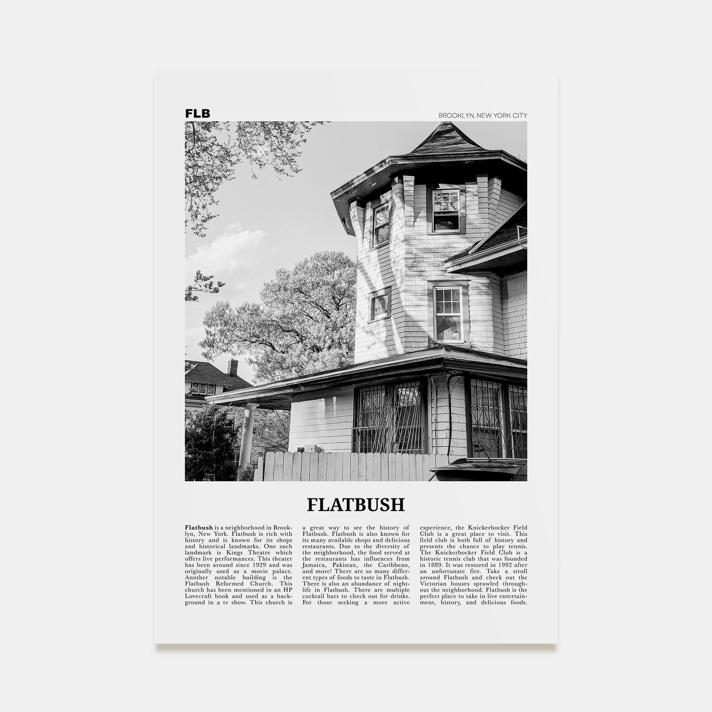 Flatbush Travel B&W Poster