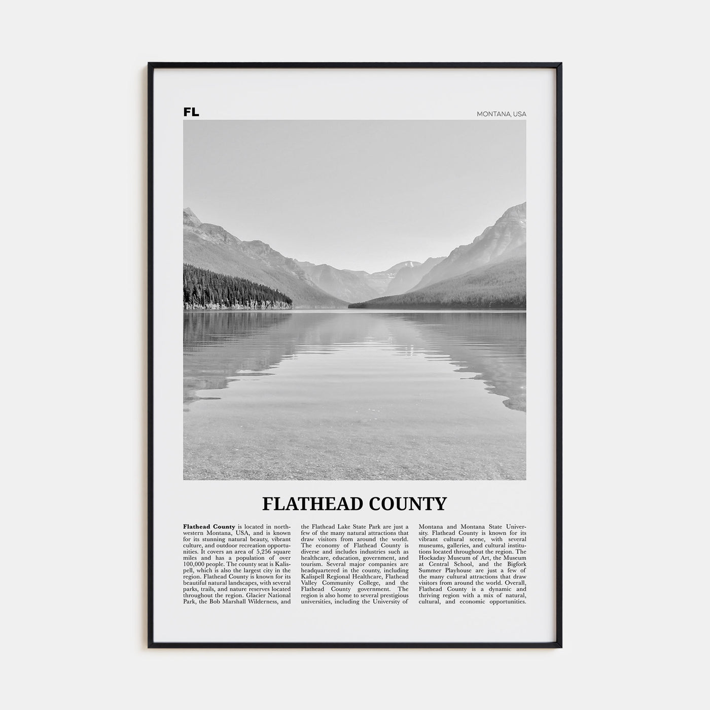 Flathead County Travel B&W Poster