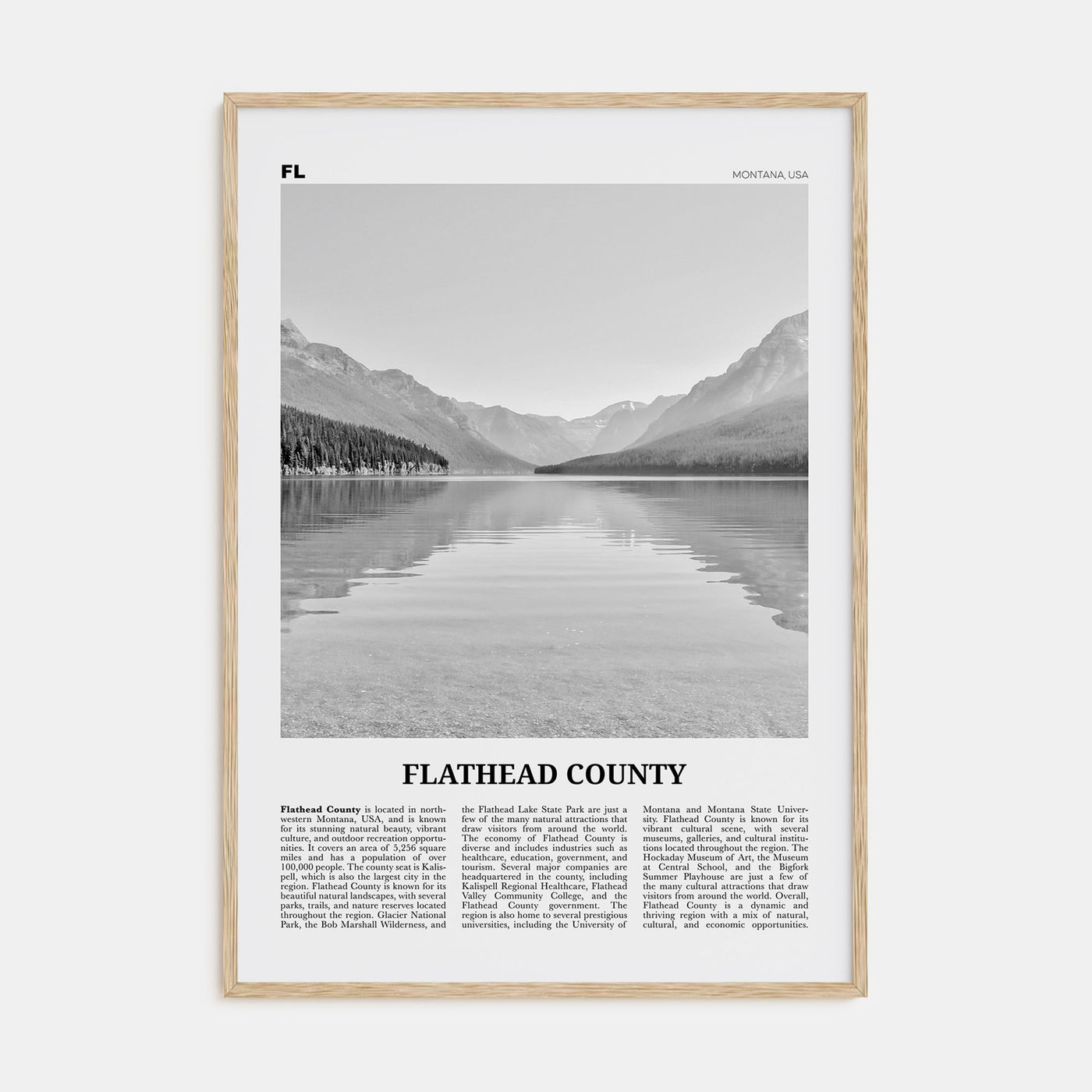 Flathead County Travel B&W Poster