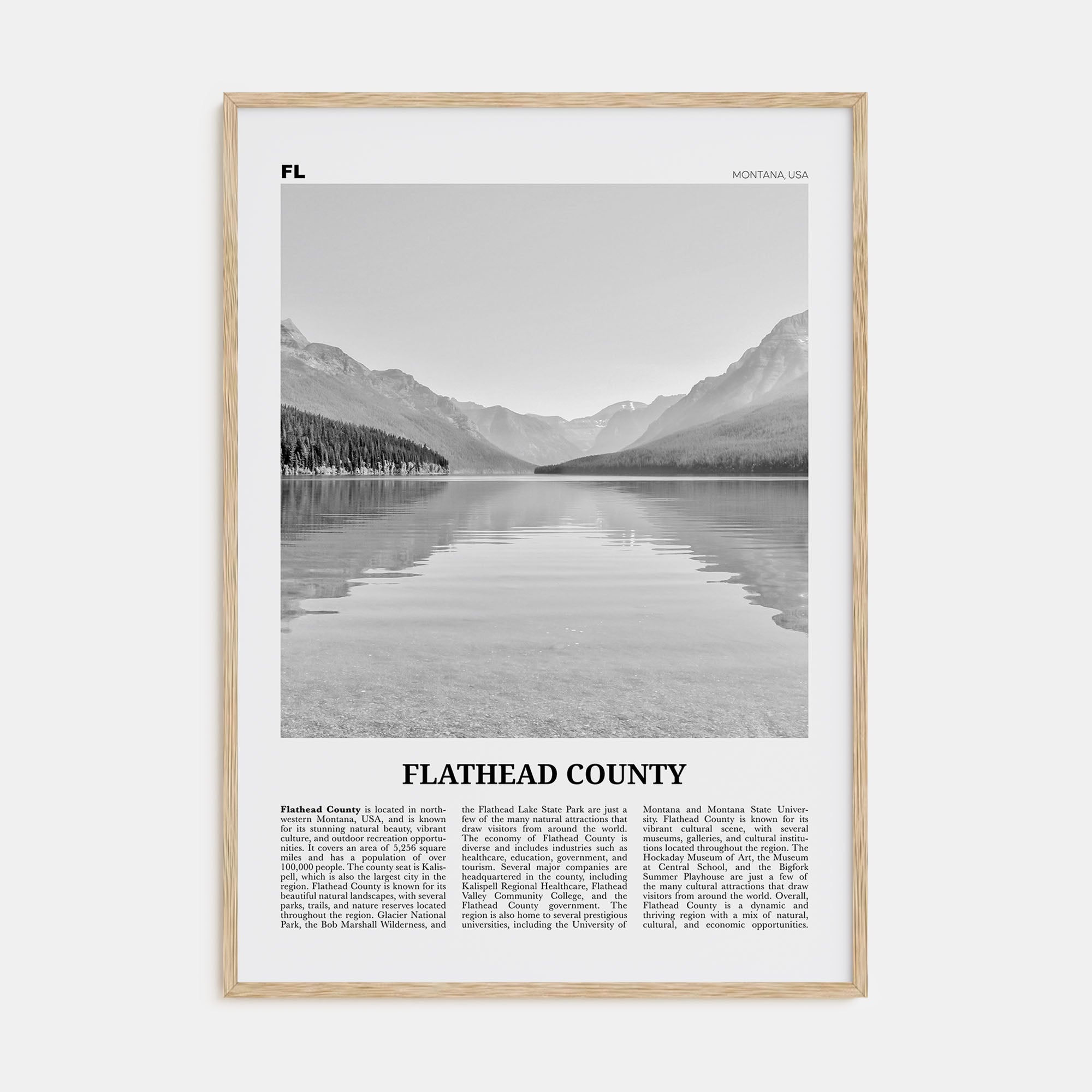 Flathead County Travel B&W Poster