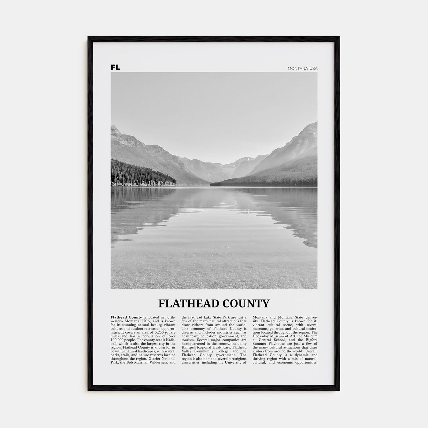 Flathead County Travel B&W Poster