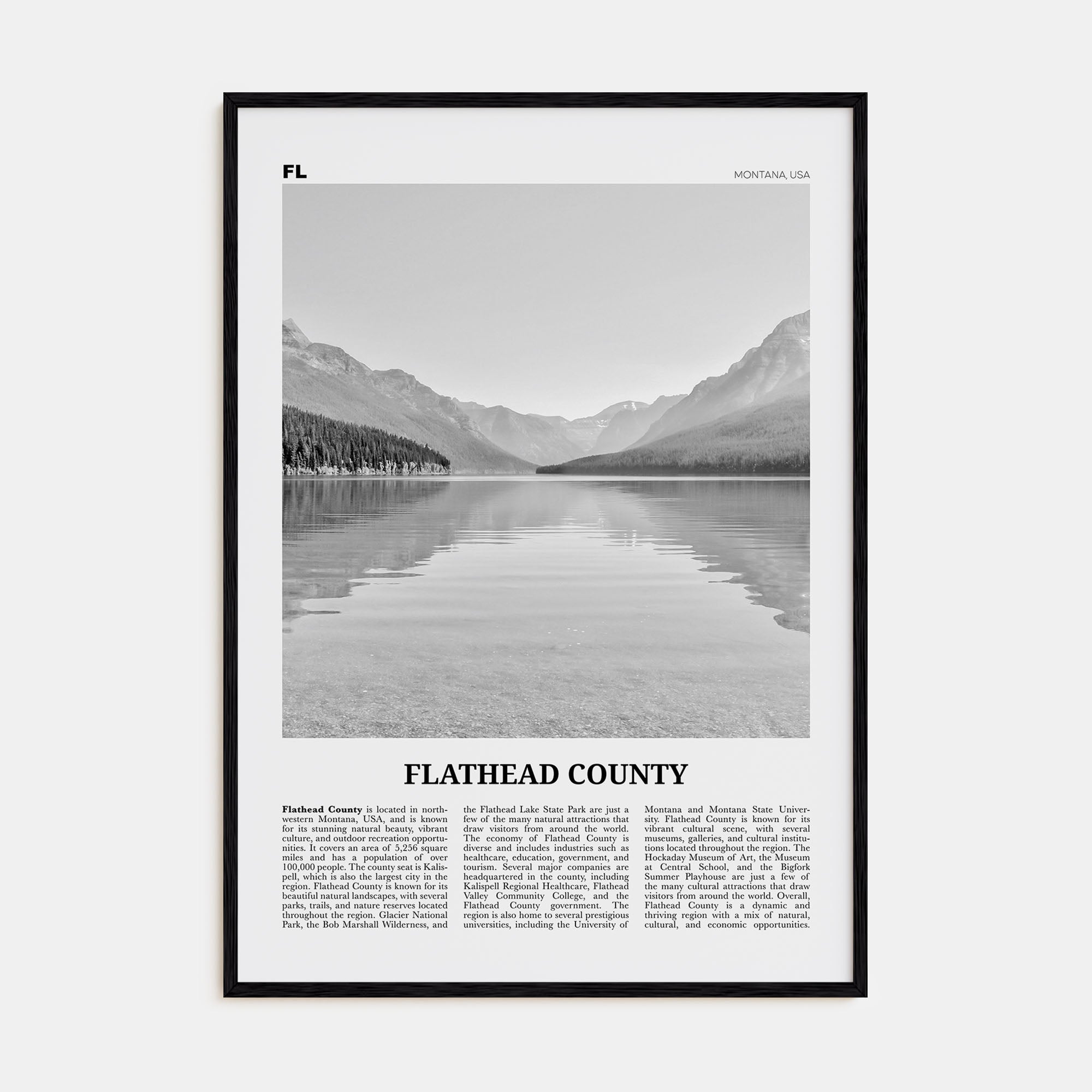 Flathead County Travel B&W Poster