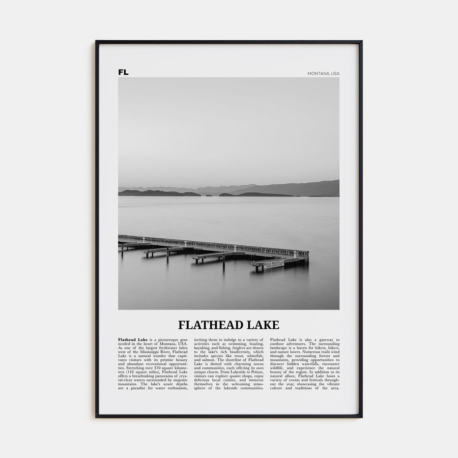 Flathead Lake Travel B&W Poster