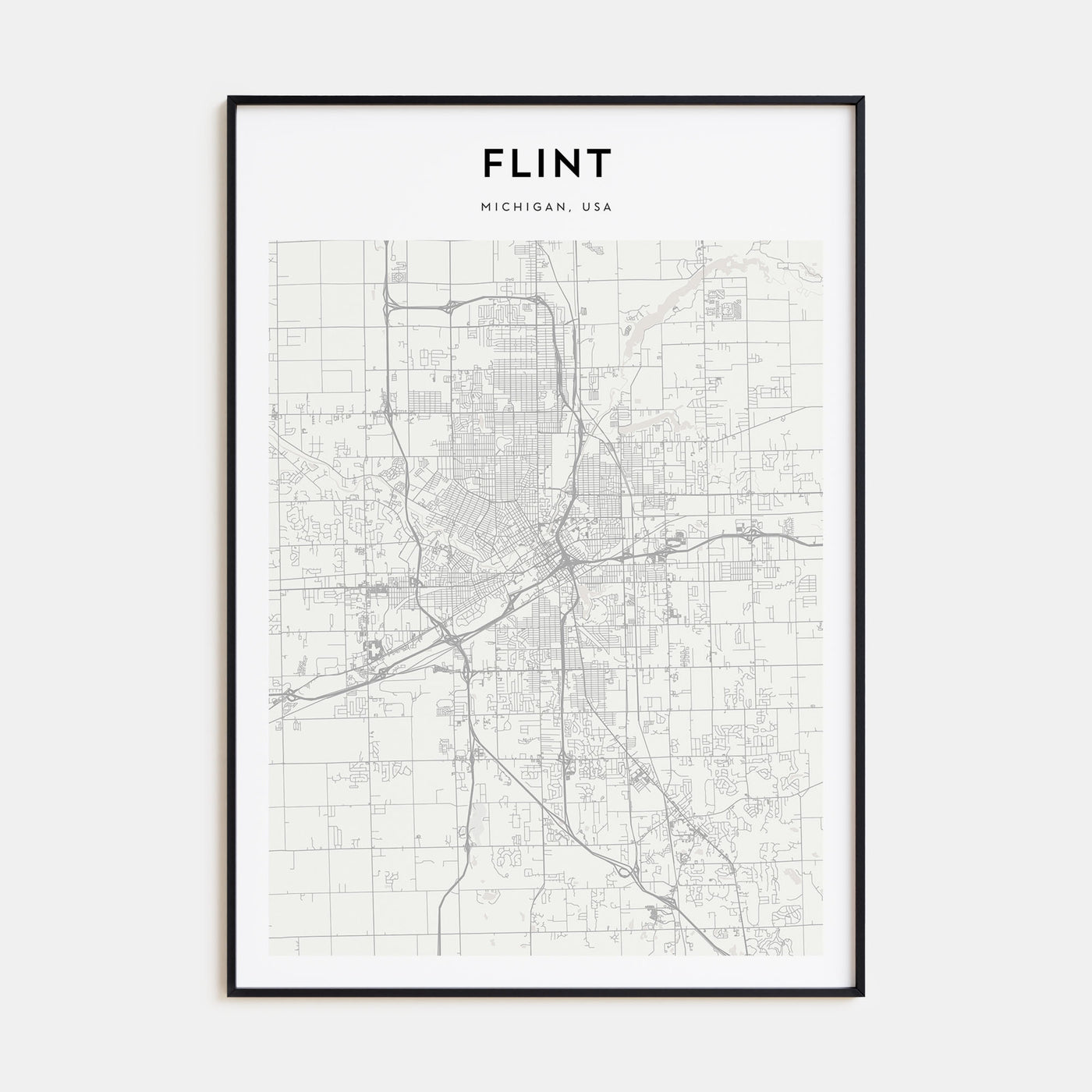 Flint Map Portrait Poster