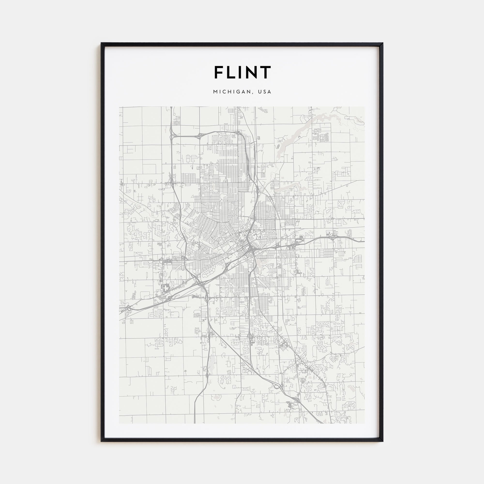 Flint Map Portrait Poster