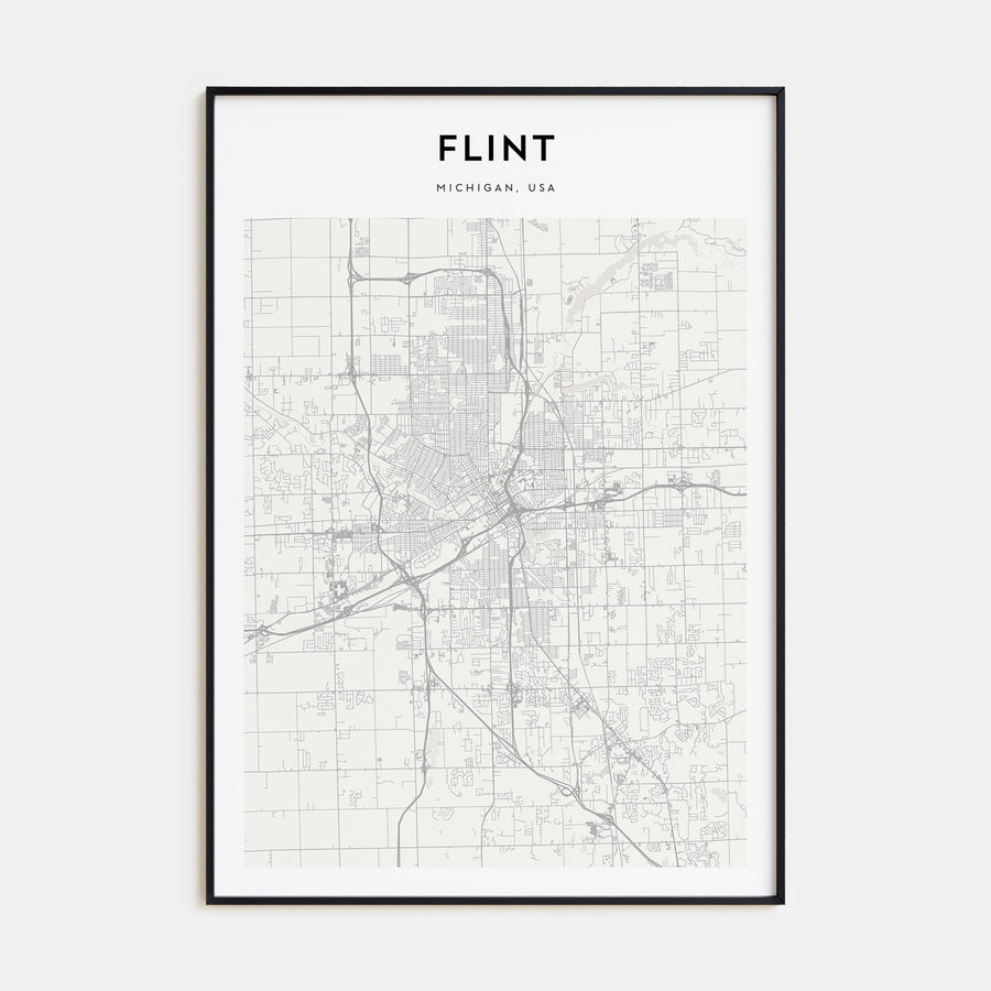 Flint Map Portrait Poster
