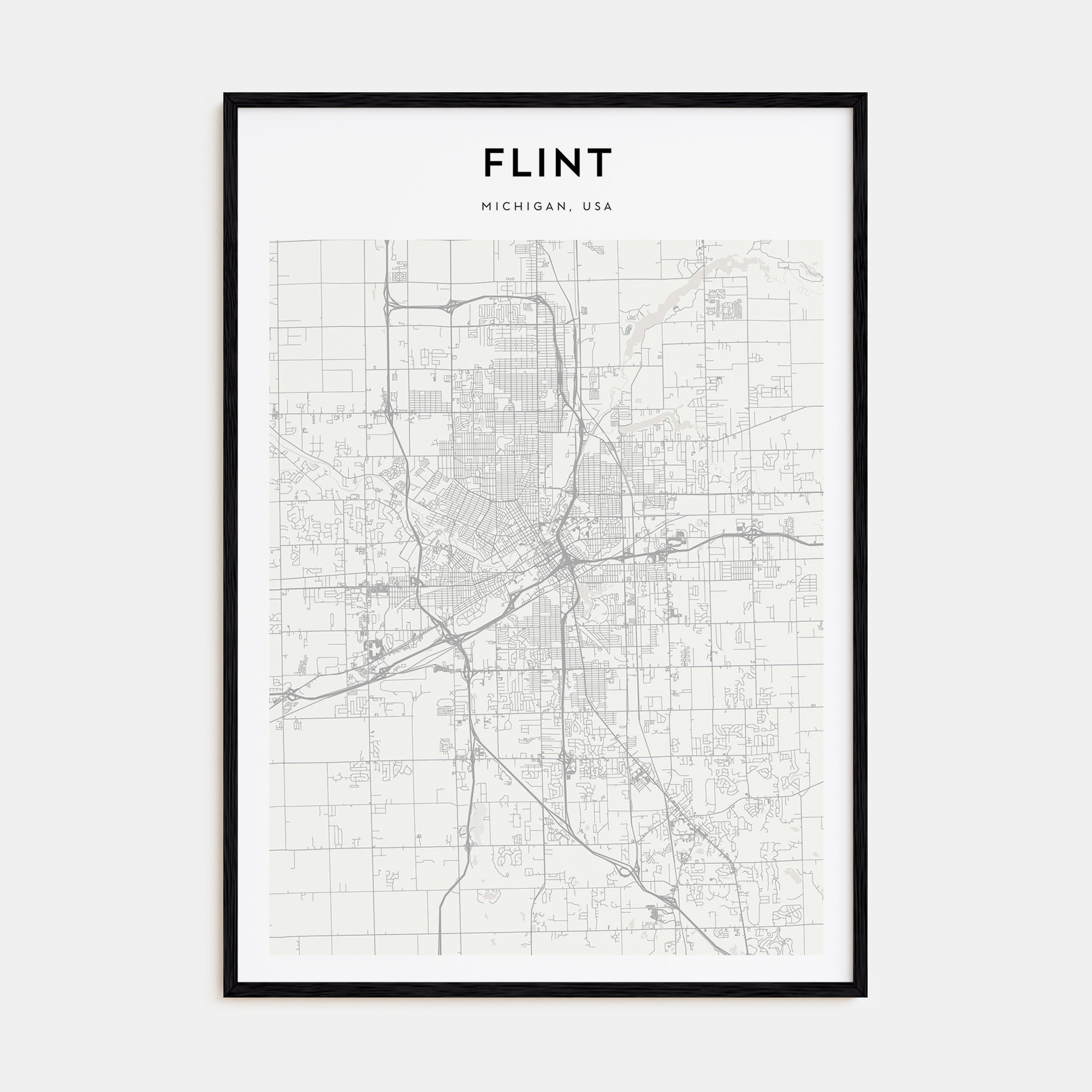 Flint Map Portrait Poster