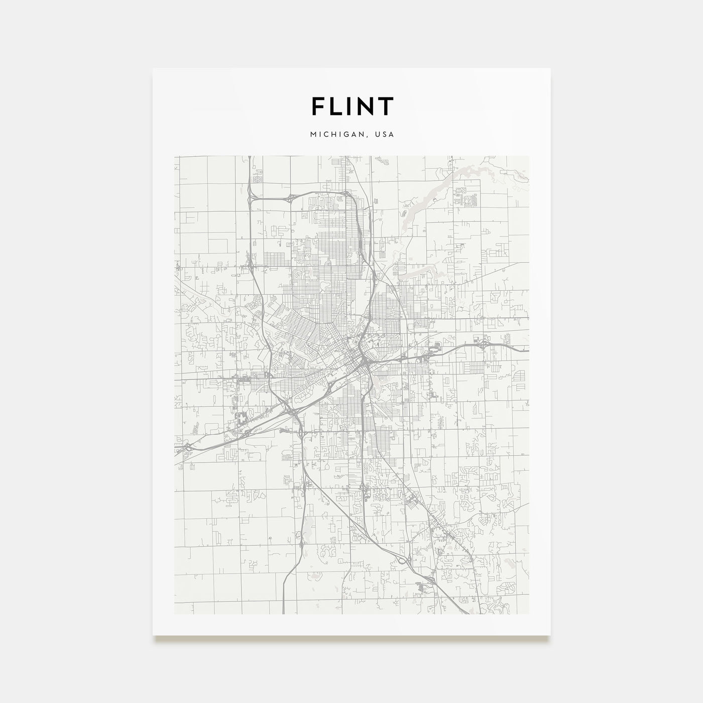 Flint Map Portrait Poster